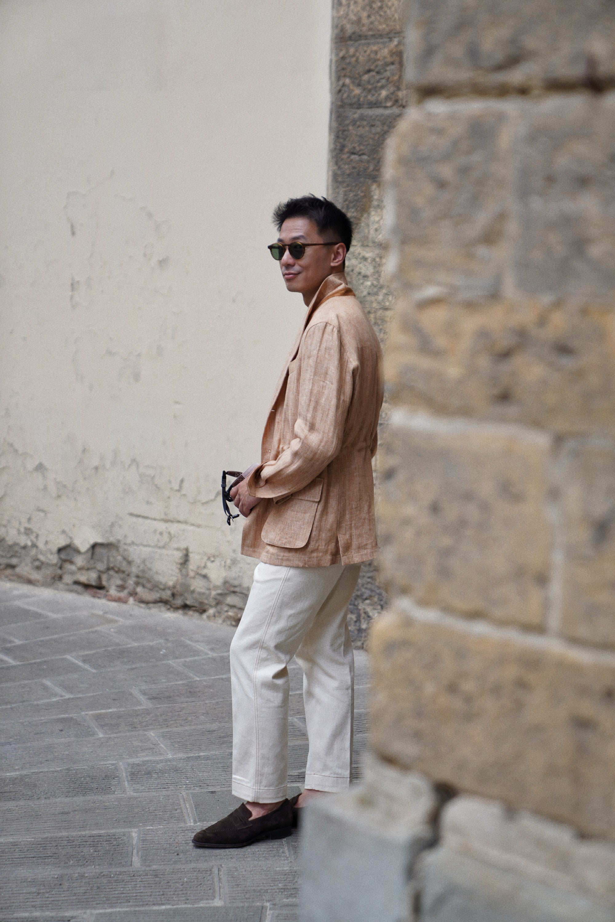 Tangerine Herringbone Linen Teba Jacket #227