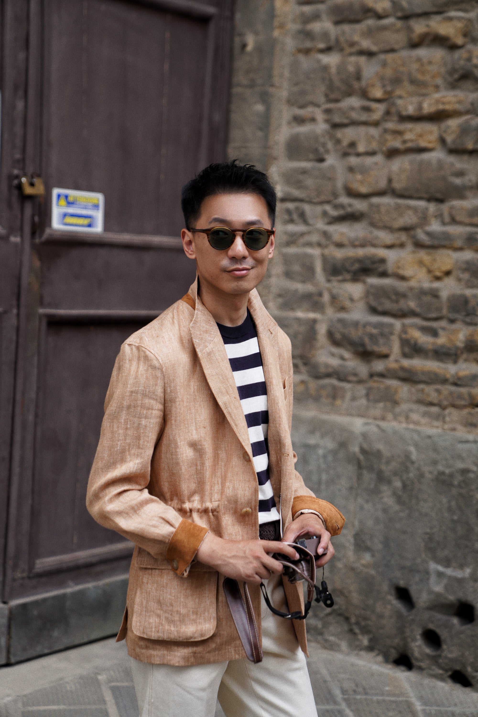 Tangerine Herringbone Linen Teba Jacket #227