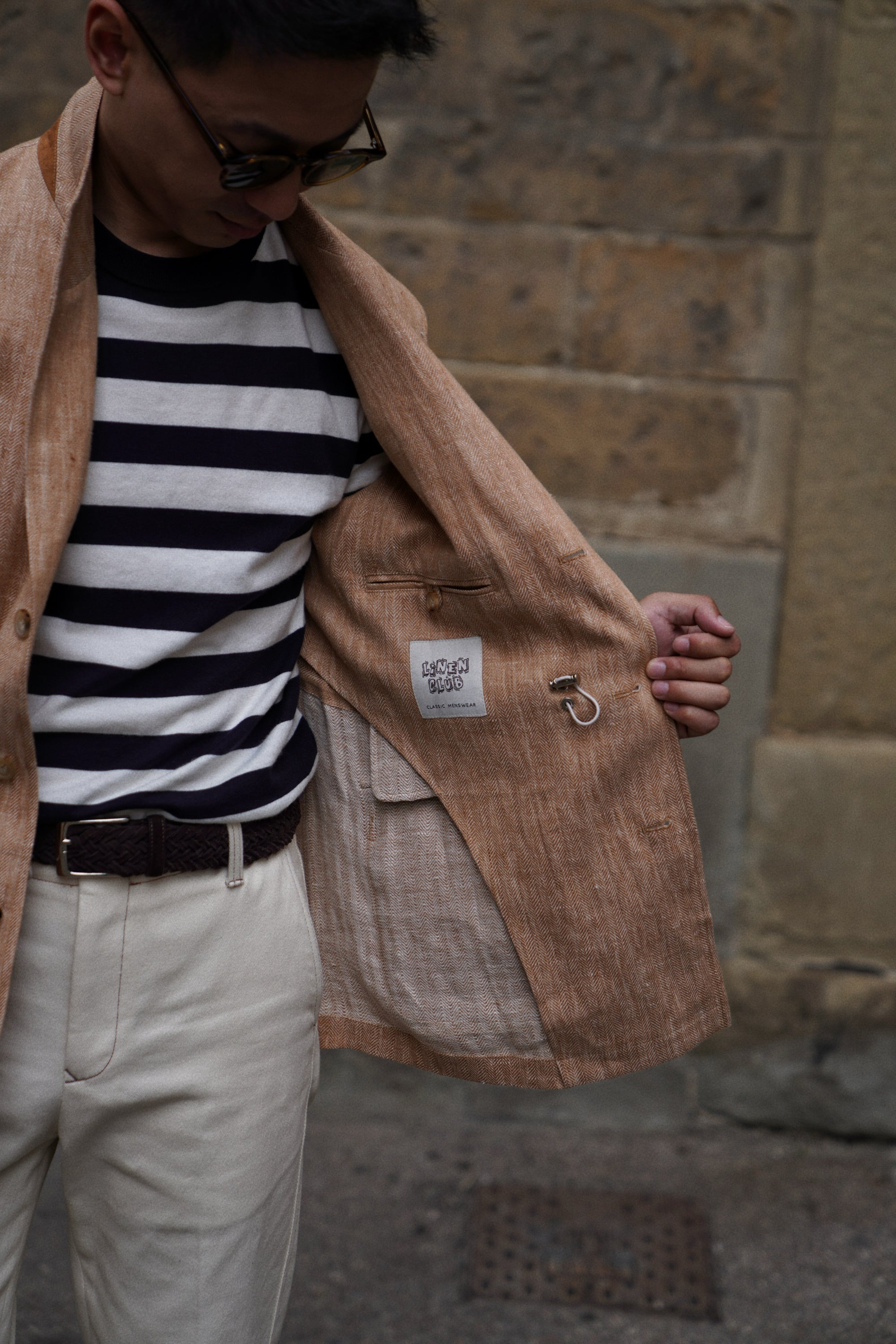 Tangerine Herringbone Linen Teba Jacket #227