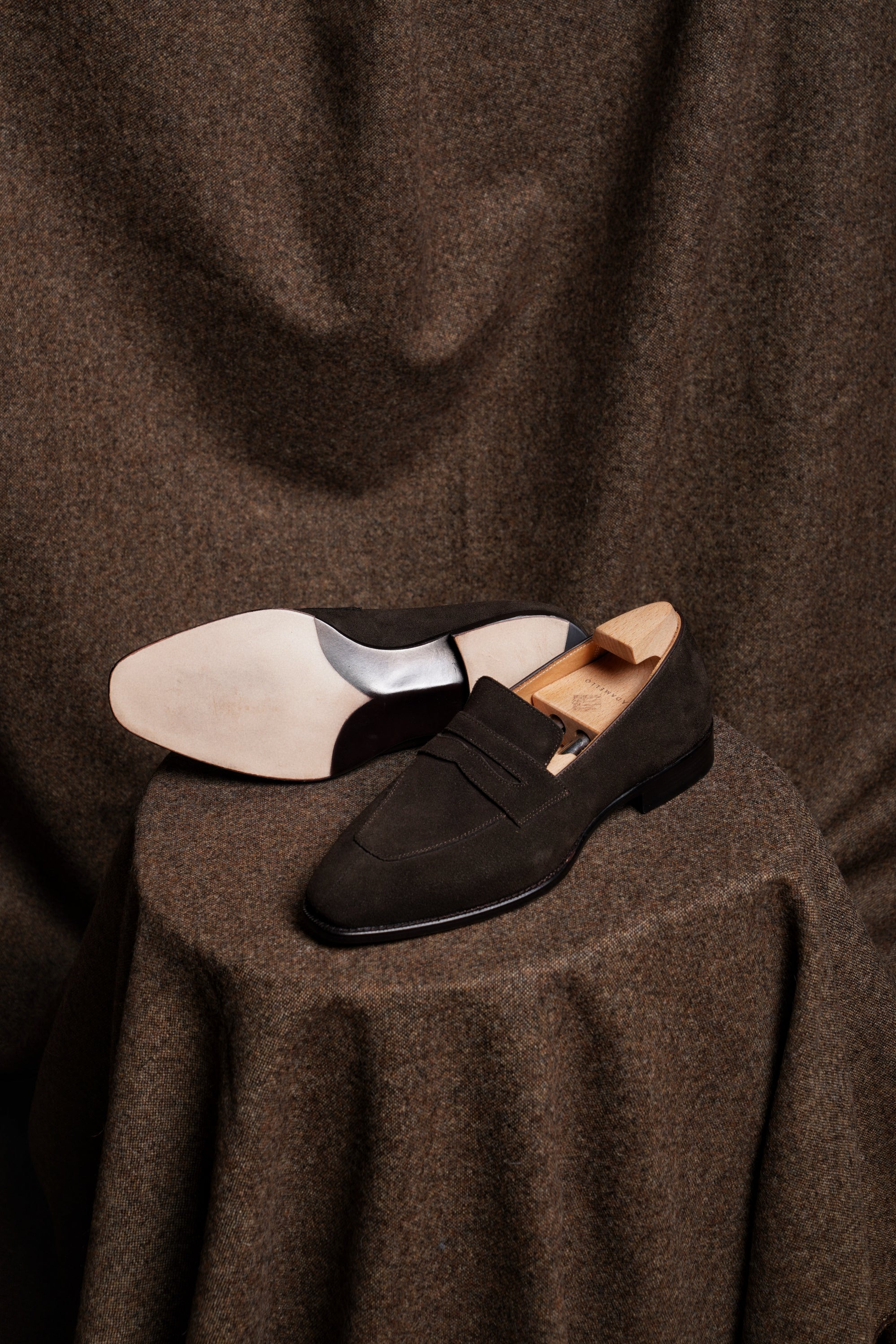 Adamello “Torino” Dark Brown Suede Penny Loafer