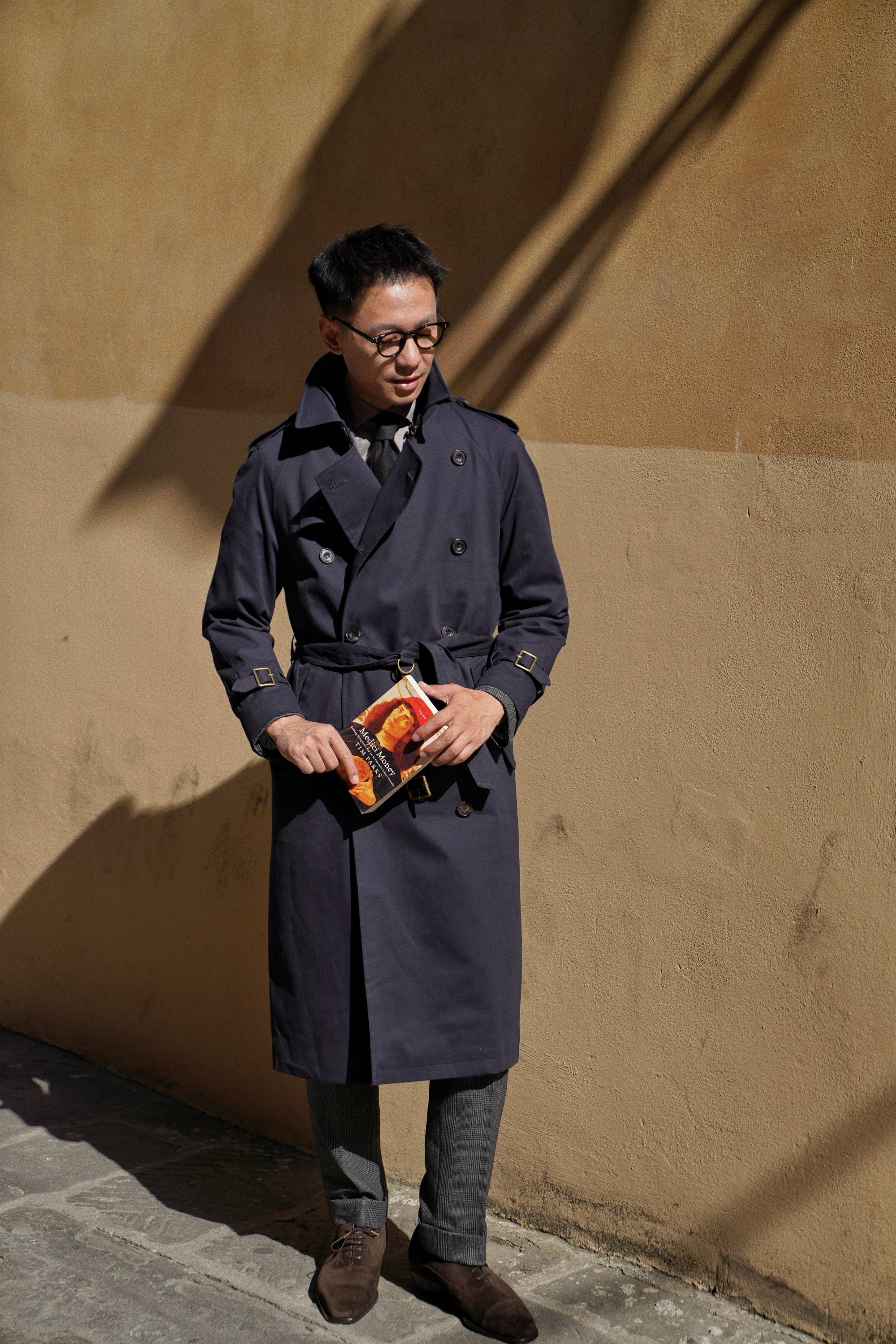 Navy Gabardine Trench Coat #158
