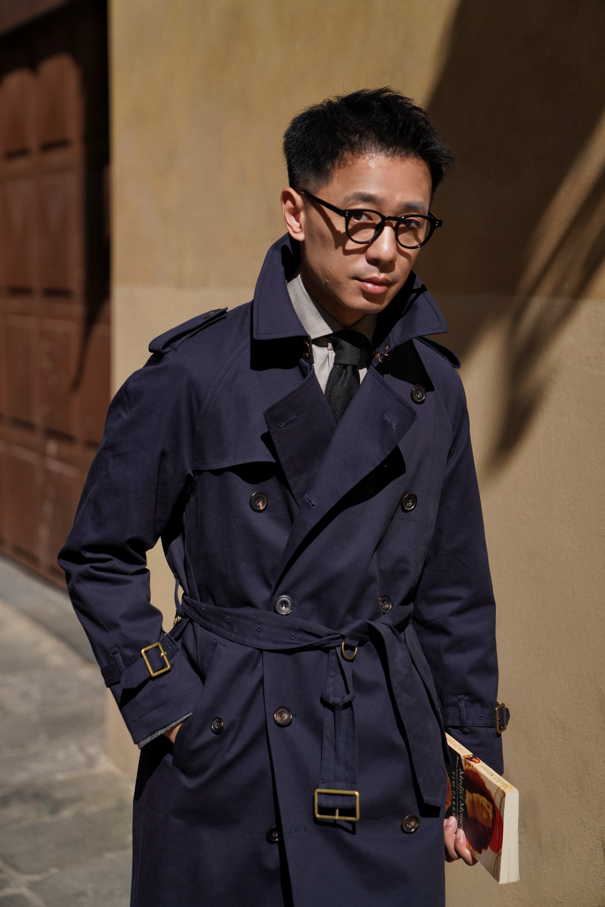 Navy Gabardine Trench Coat #158