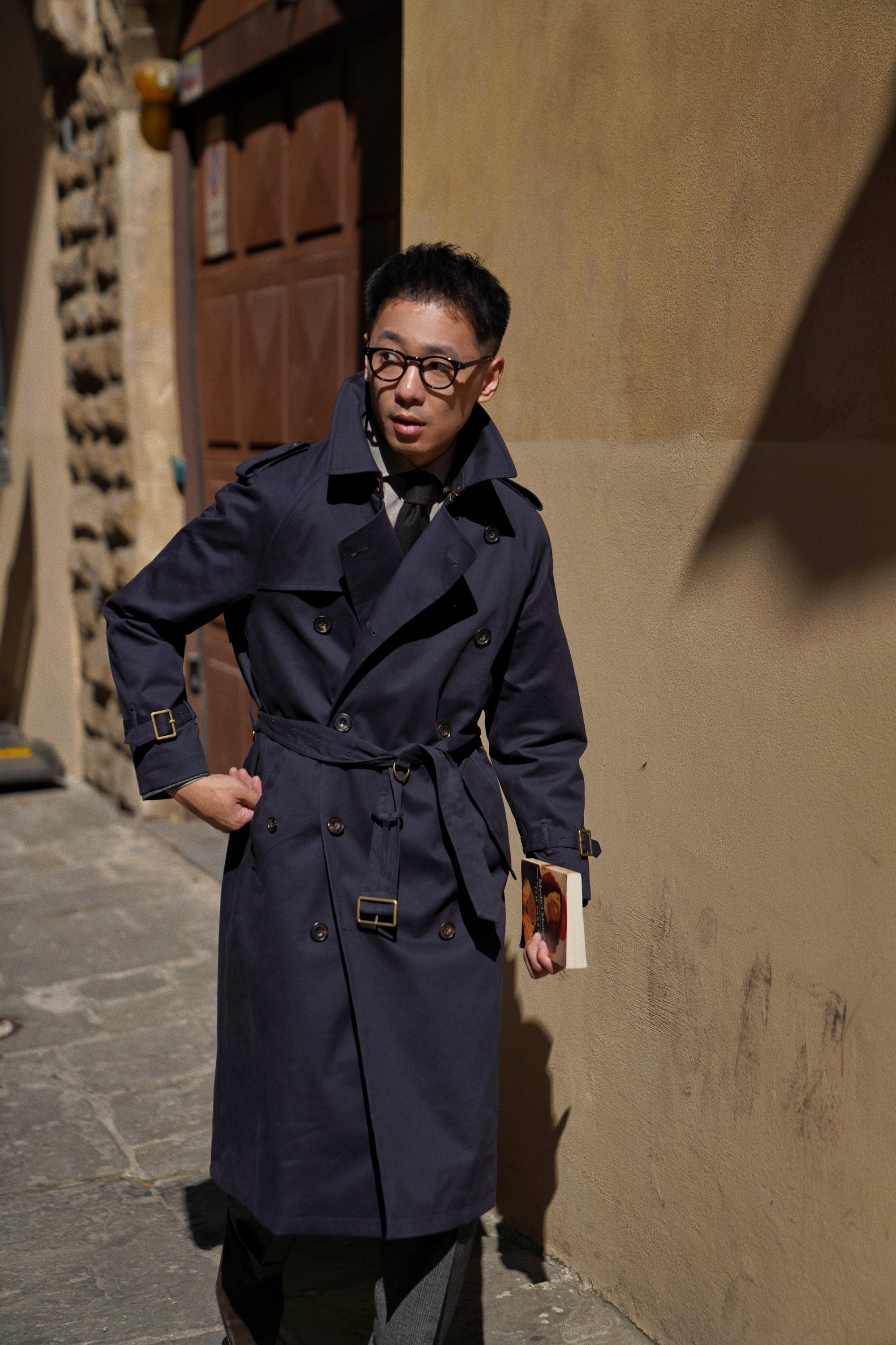 Navy Gabardine Trench Coat #158