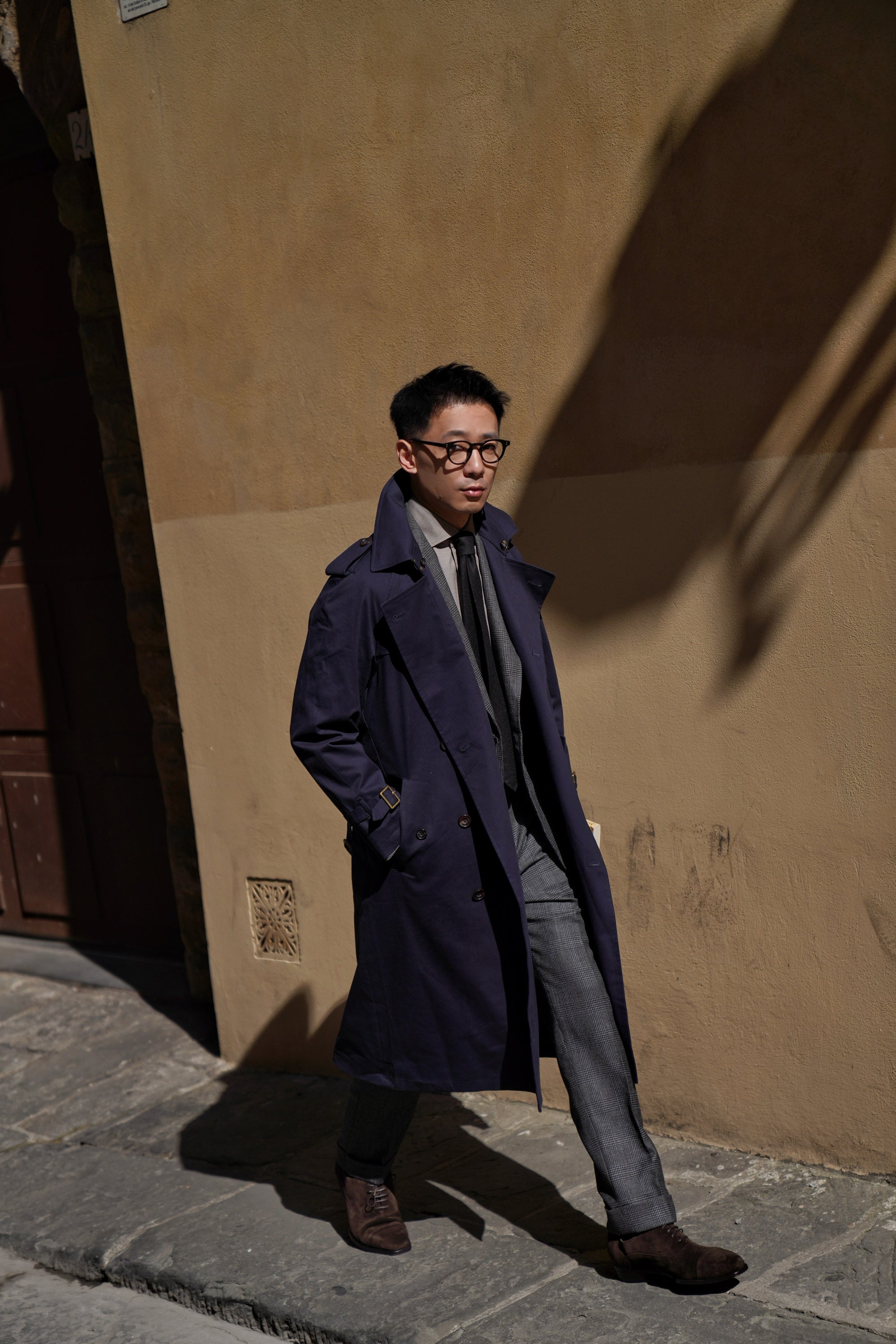 Navy Gabardine Trench Coat #158