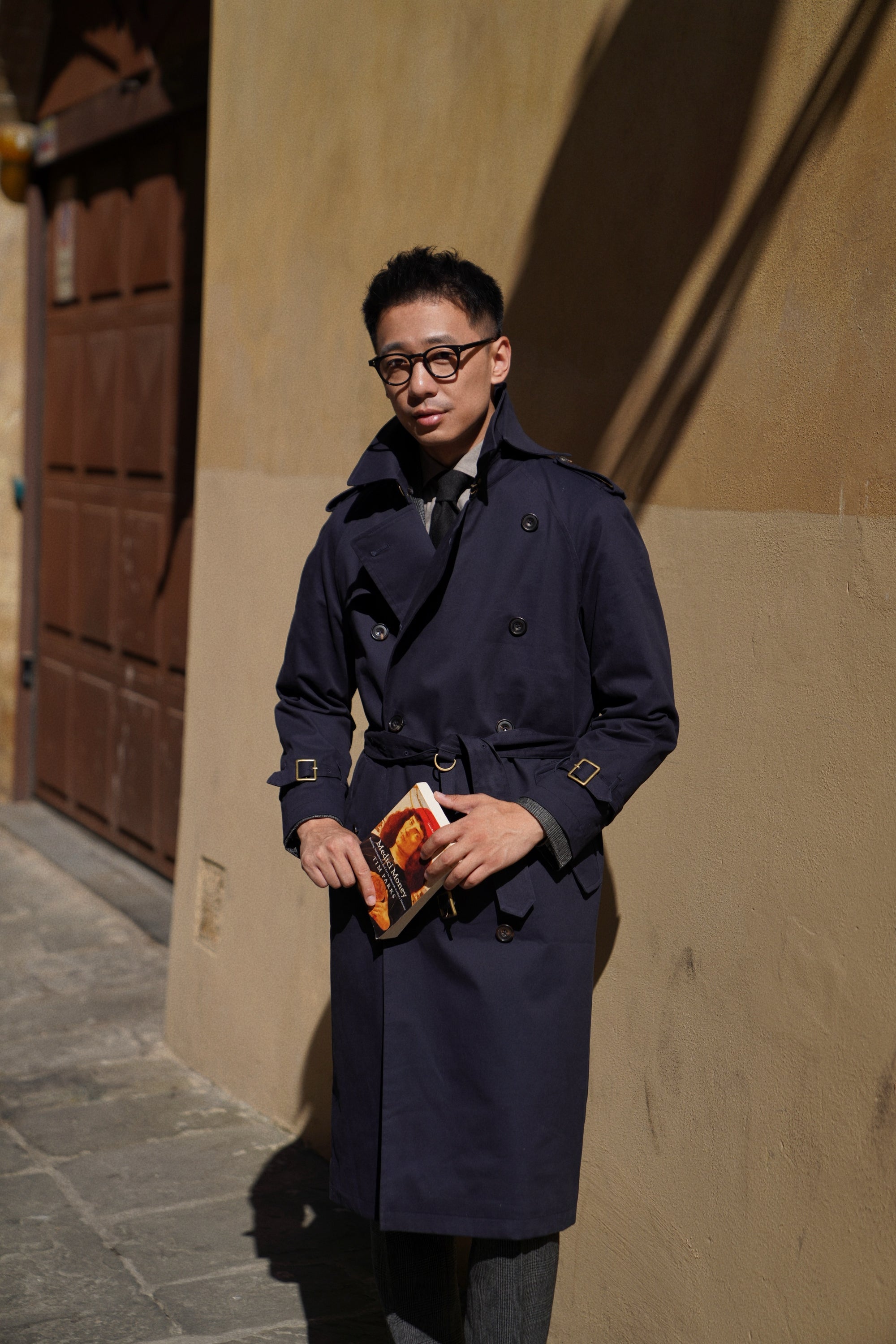 Navy Gabardine Trench Coat #158