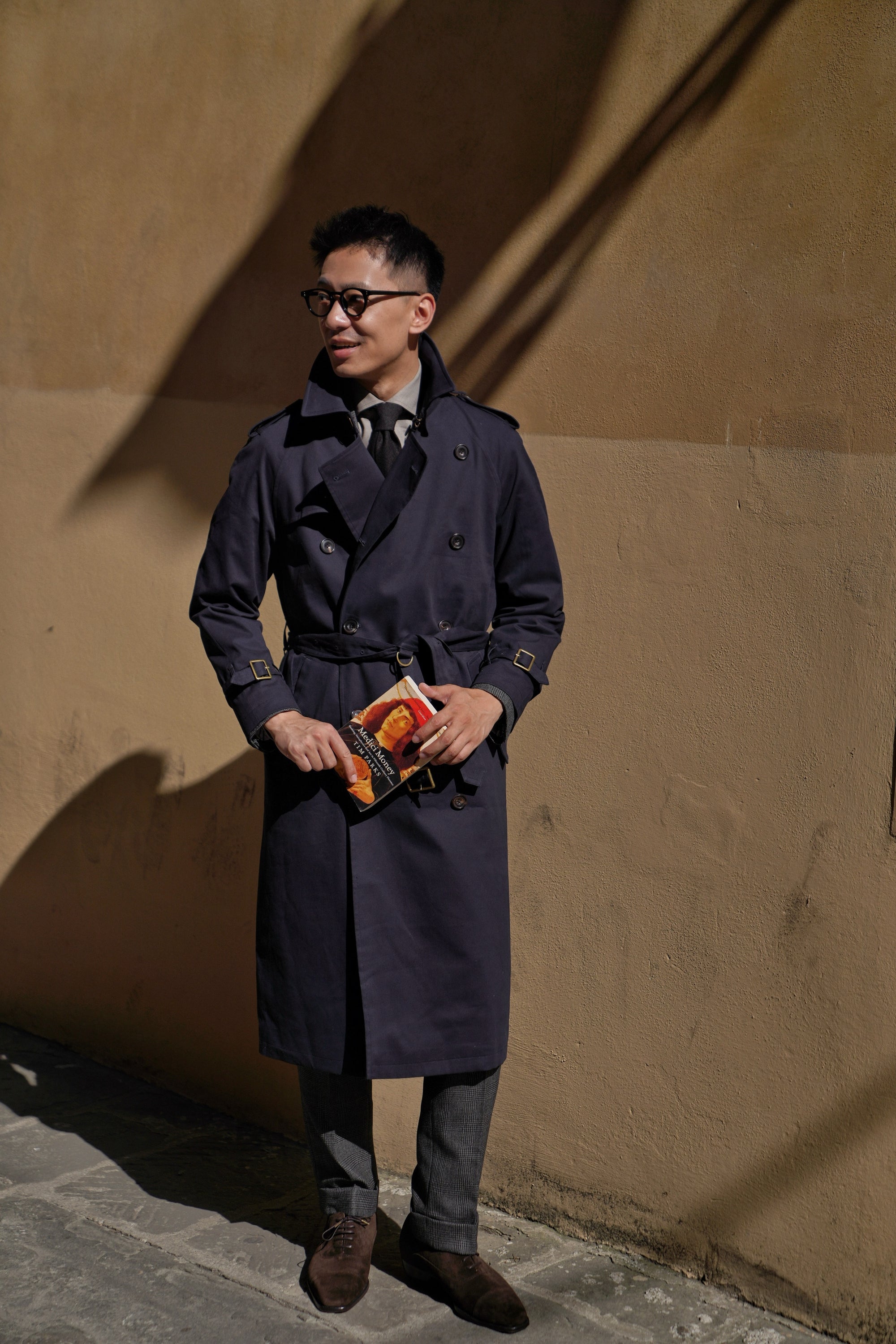 Navy Gabardine Trench Coat #158