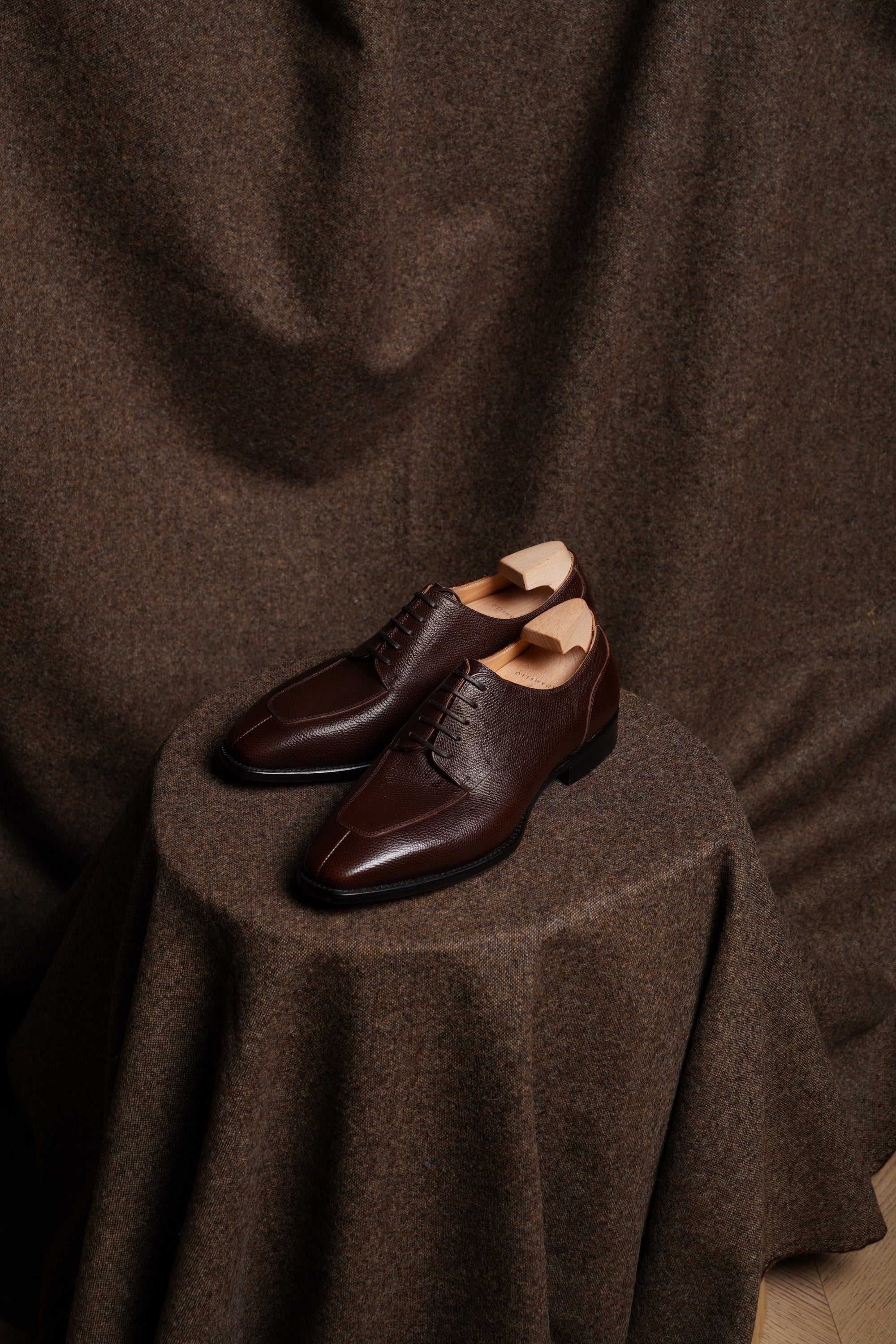 Adamello “Bologna” Brown Top Grain Leather Split-Toe Derby