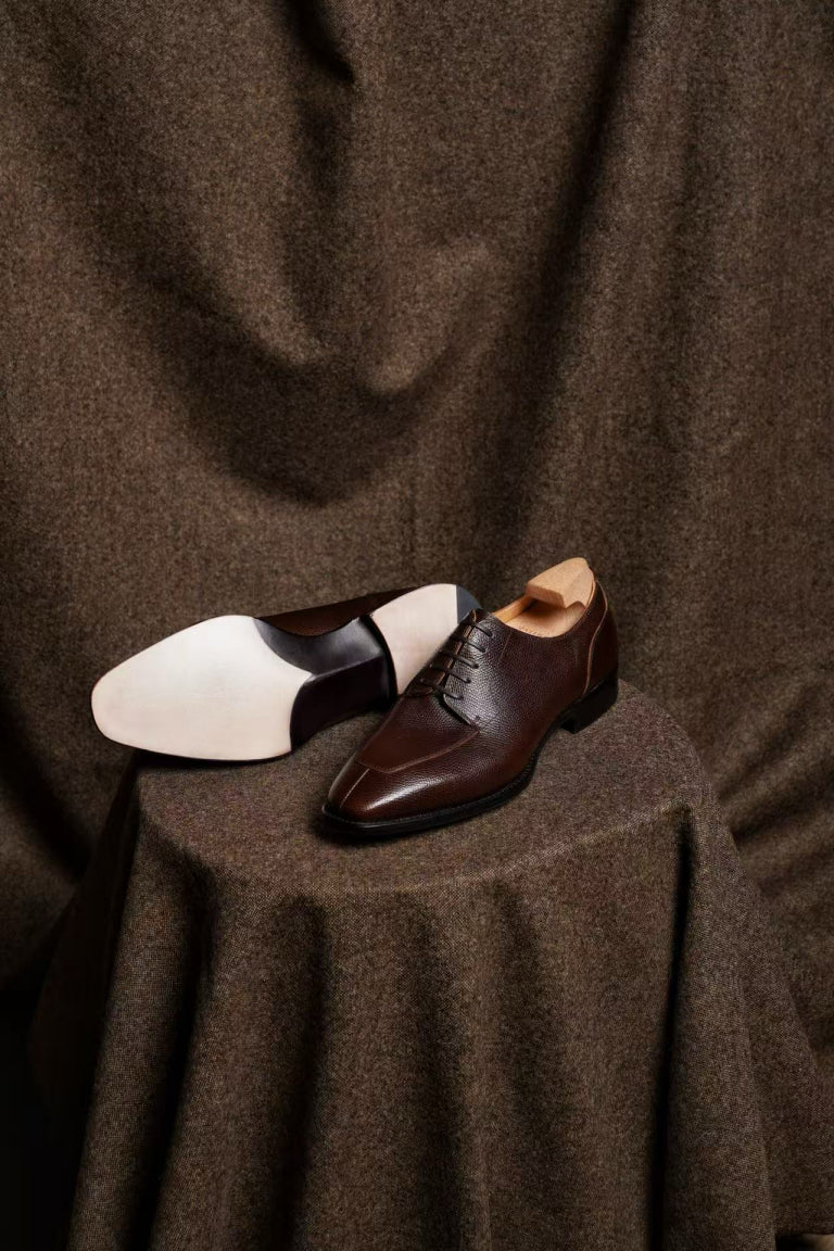 Adamello “Bologna” Brown Top Grain Leather Split-Toe Derby