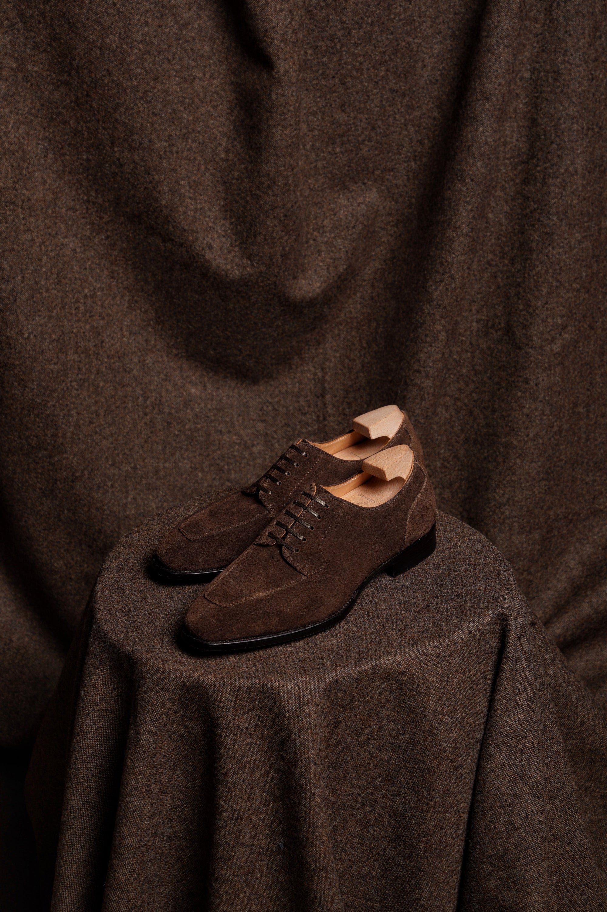 Adamello “Bologna” Dark Brown Suede Split-Toe Derby