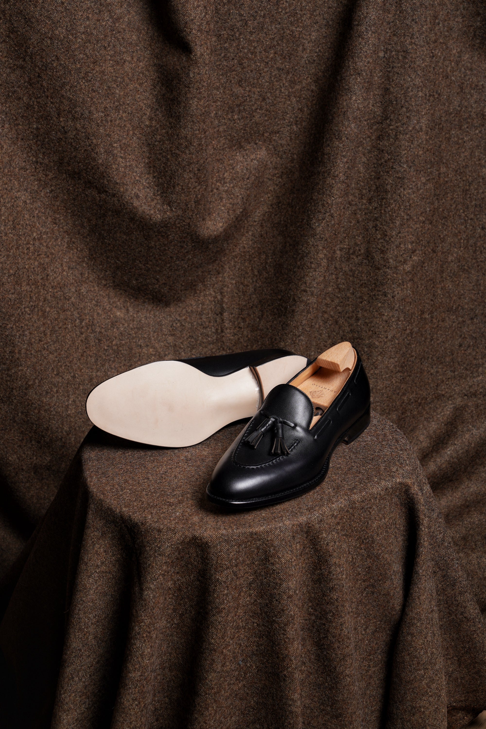 Adamello “Bellagio” Black Calf Tussel Loafer