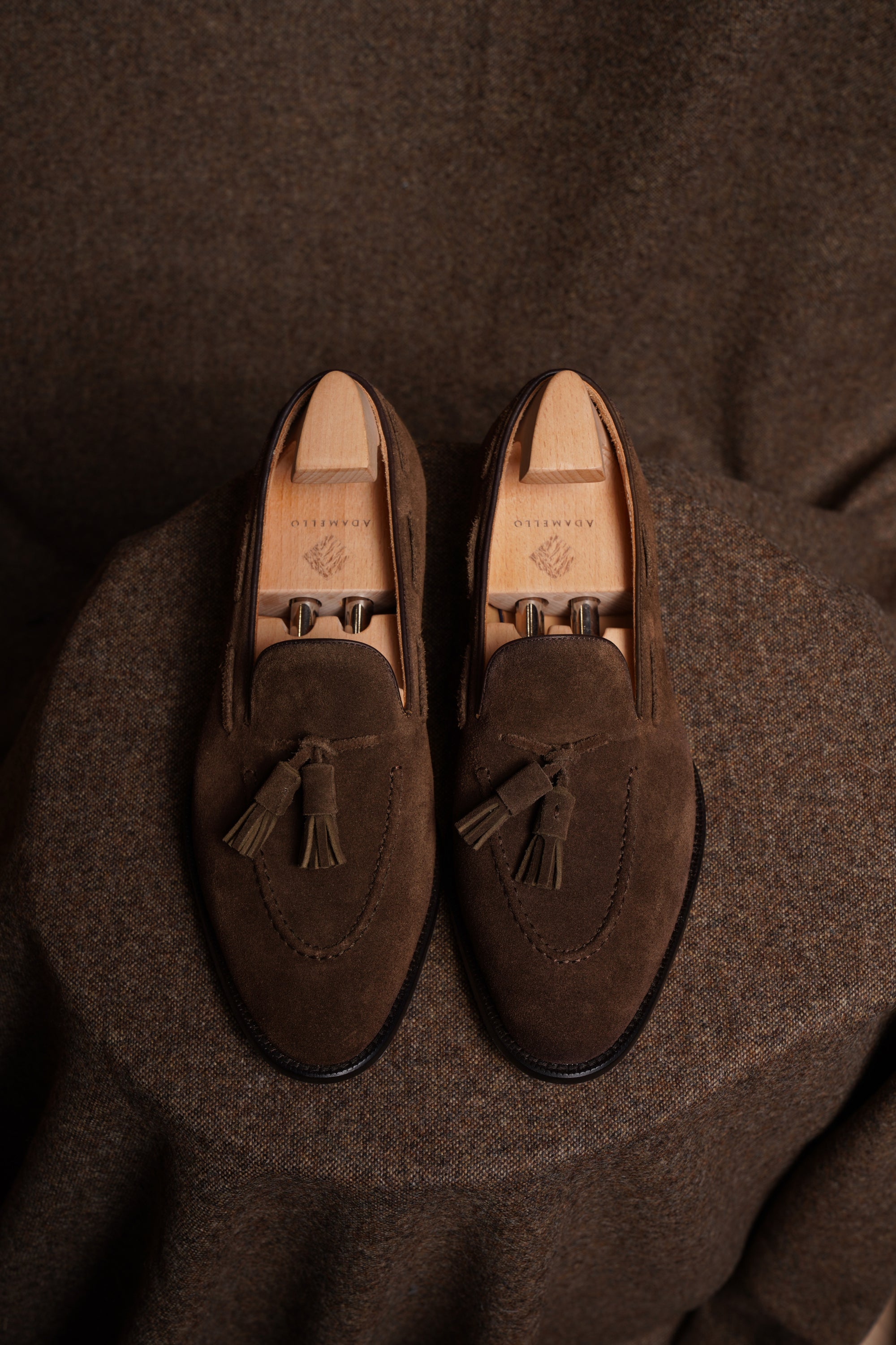 Adamello “Bellagio” Dark Brown Suede Tussel Loafer