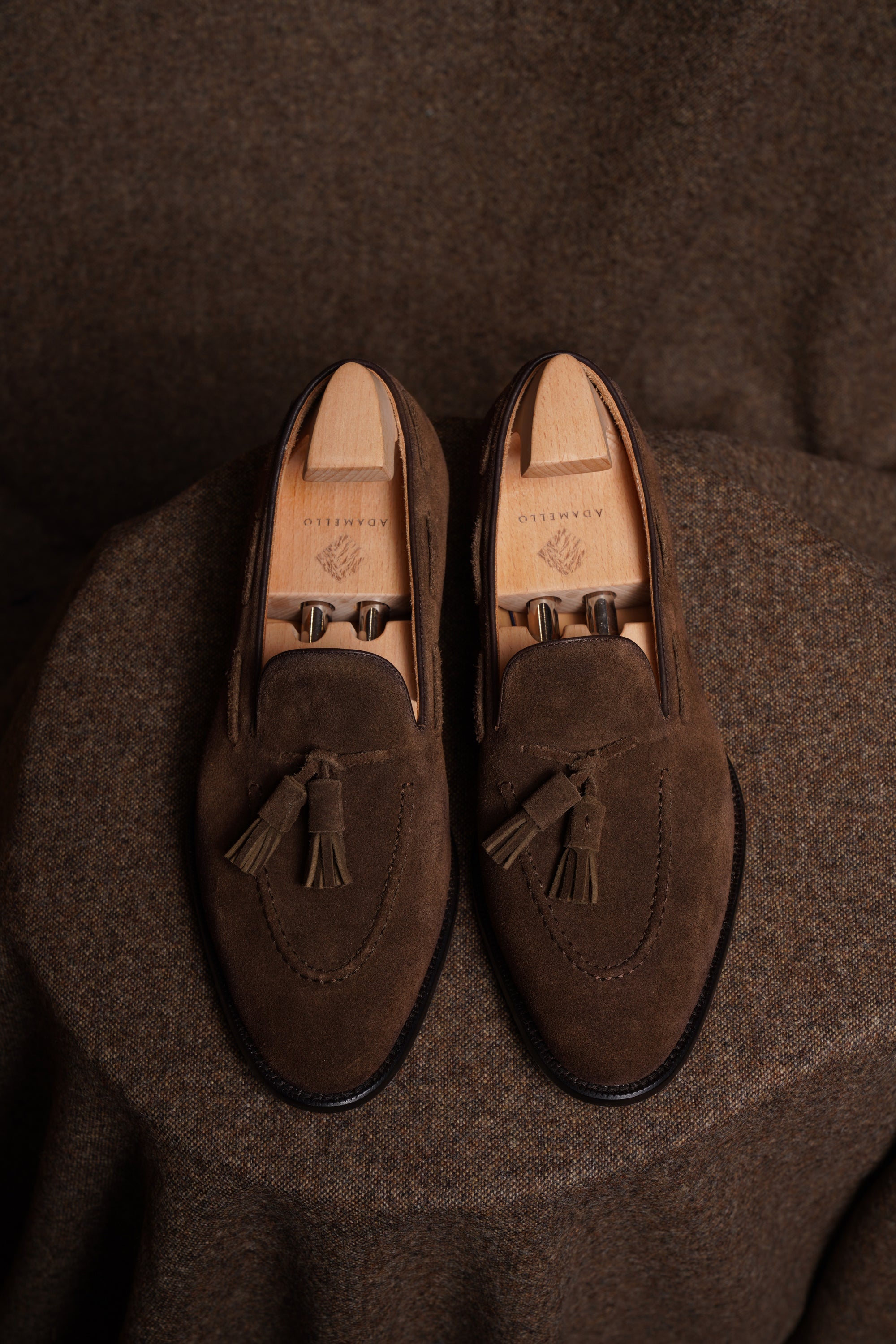 Adamello “Bellagio” Dark Brown Suede Tussel Loafer