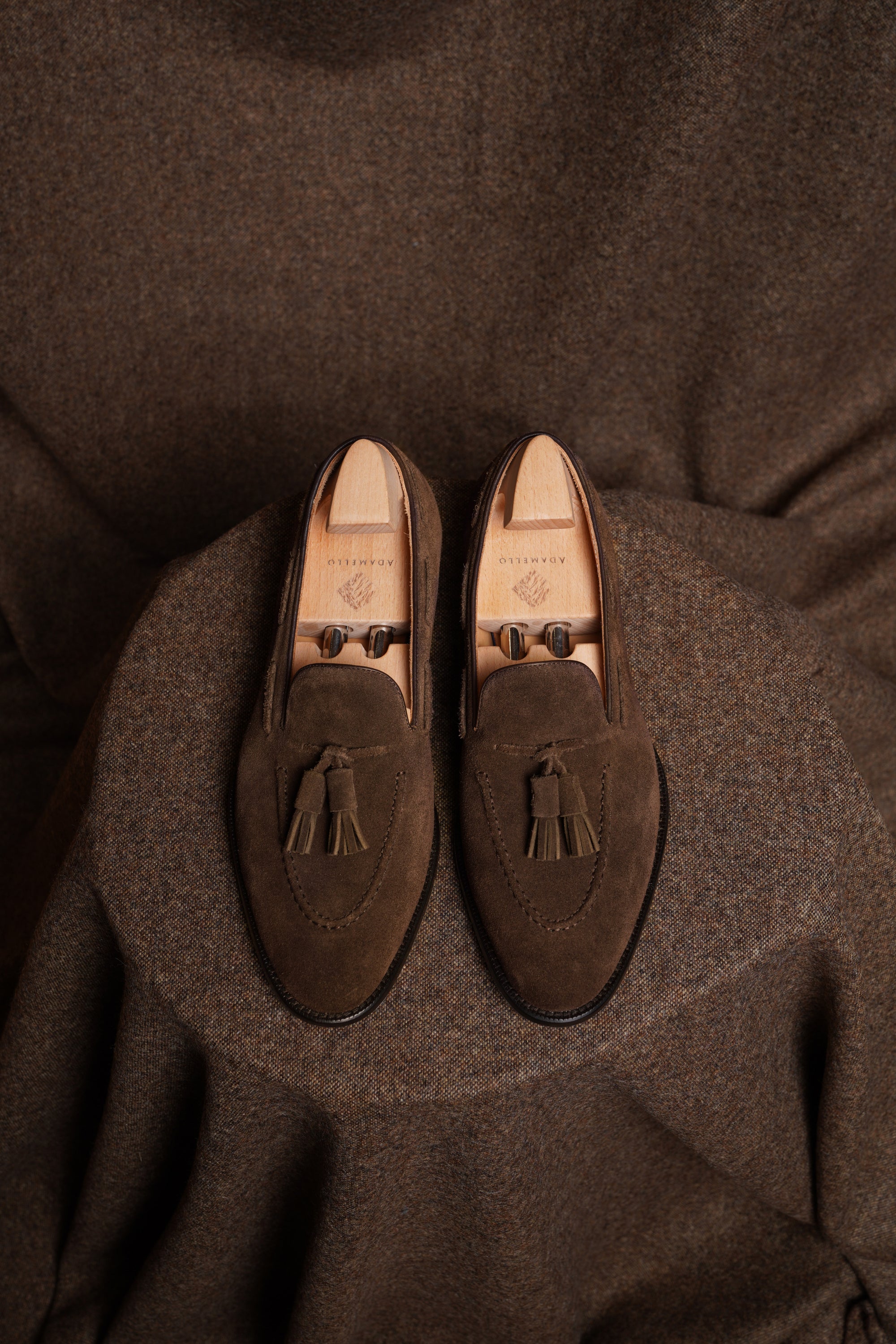 Adamello “Bellagio” Dark Brown Suede Tussel Loafer