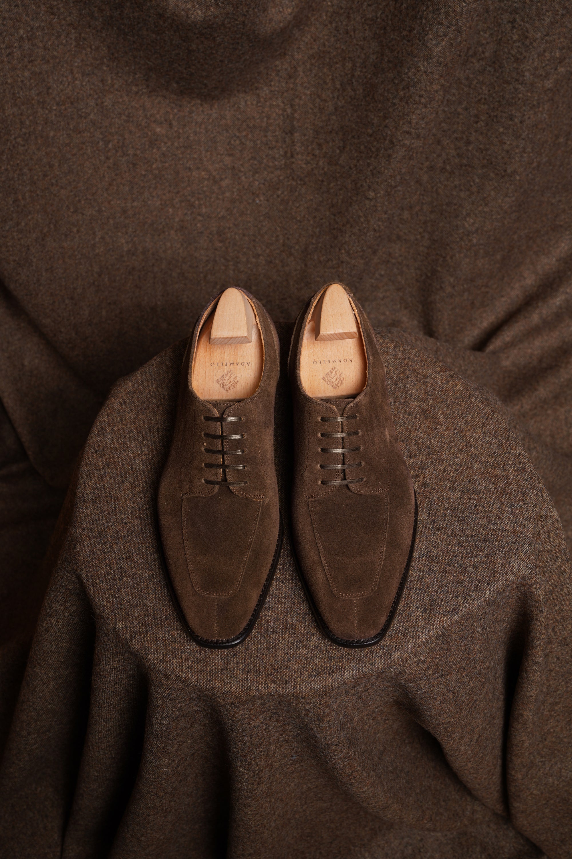 Adamello “Bologna” Dark Brown Suede Split-Toe Derby