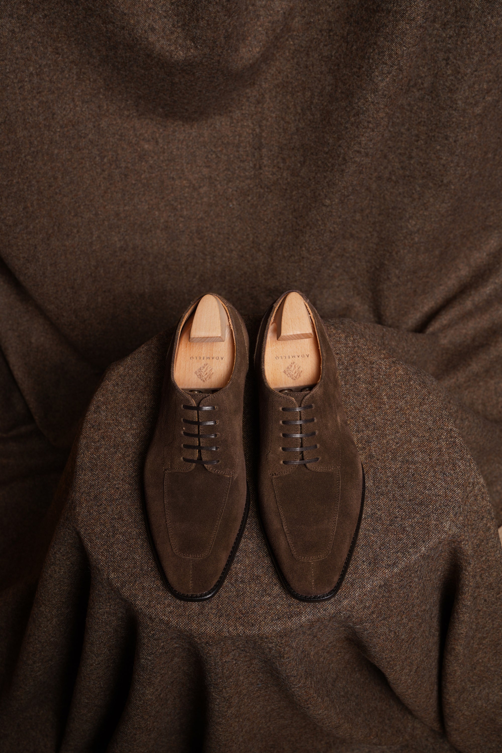 Adamello “Bologna” Dark Brown Suede Split-Toe Derby