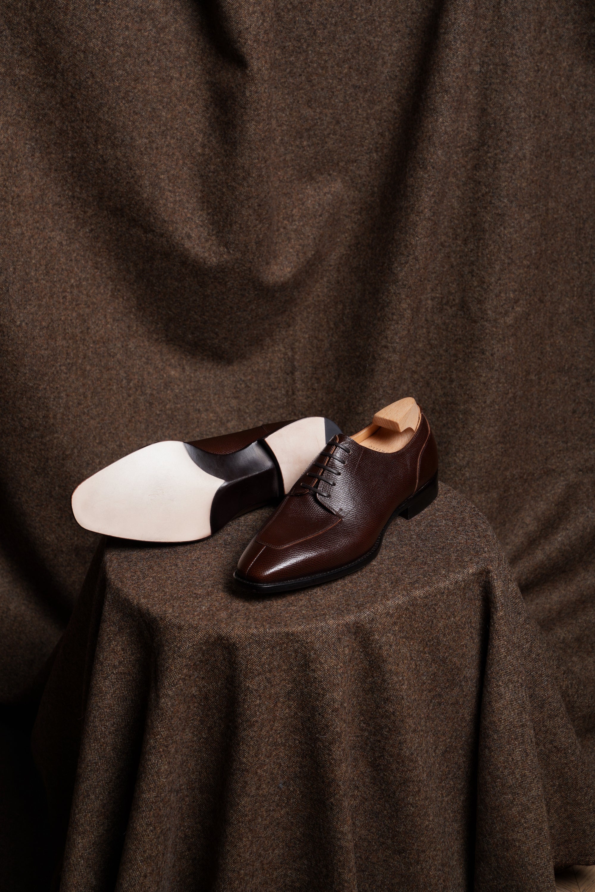 Adamello “Bologna” Brown Top Grain Leather Split-Toe Derby