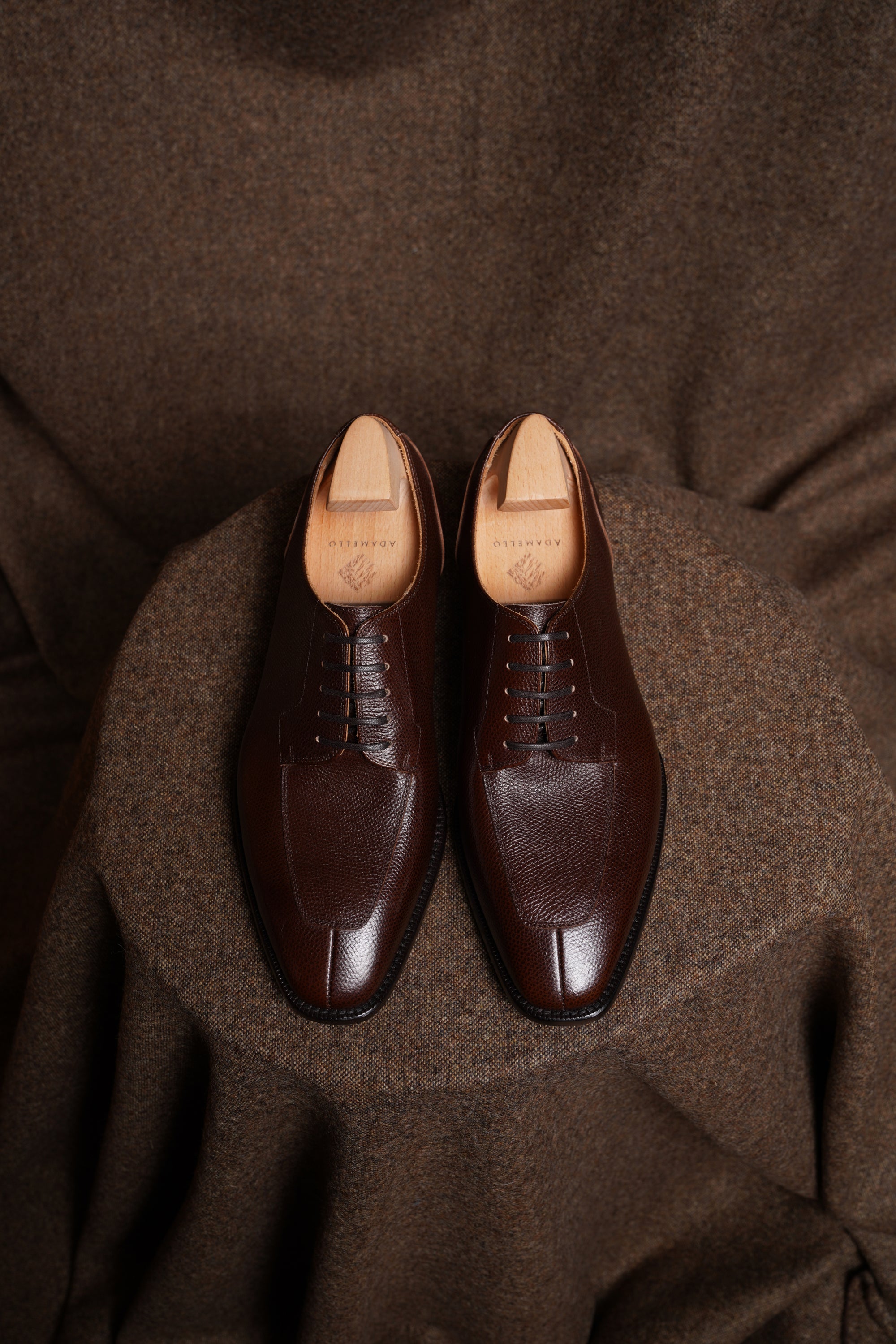 Adamello “Bologna” Brown Top Grain Leather Split-Toe Derby