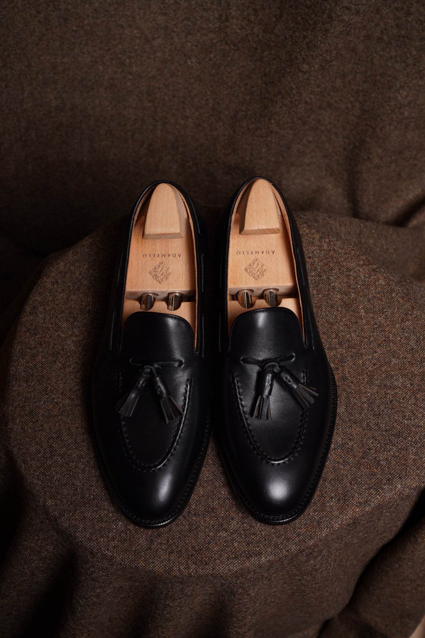 Adamello “Bellagio” Black Calf Tussel Loafer