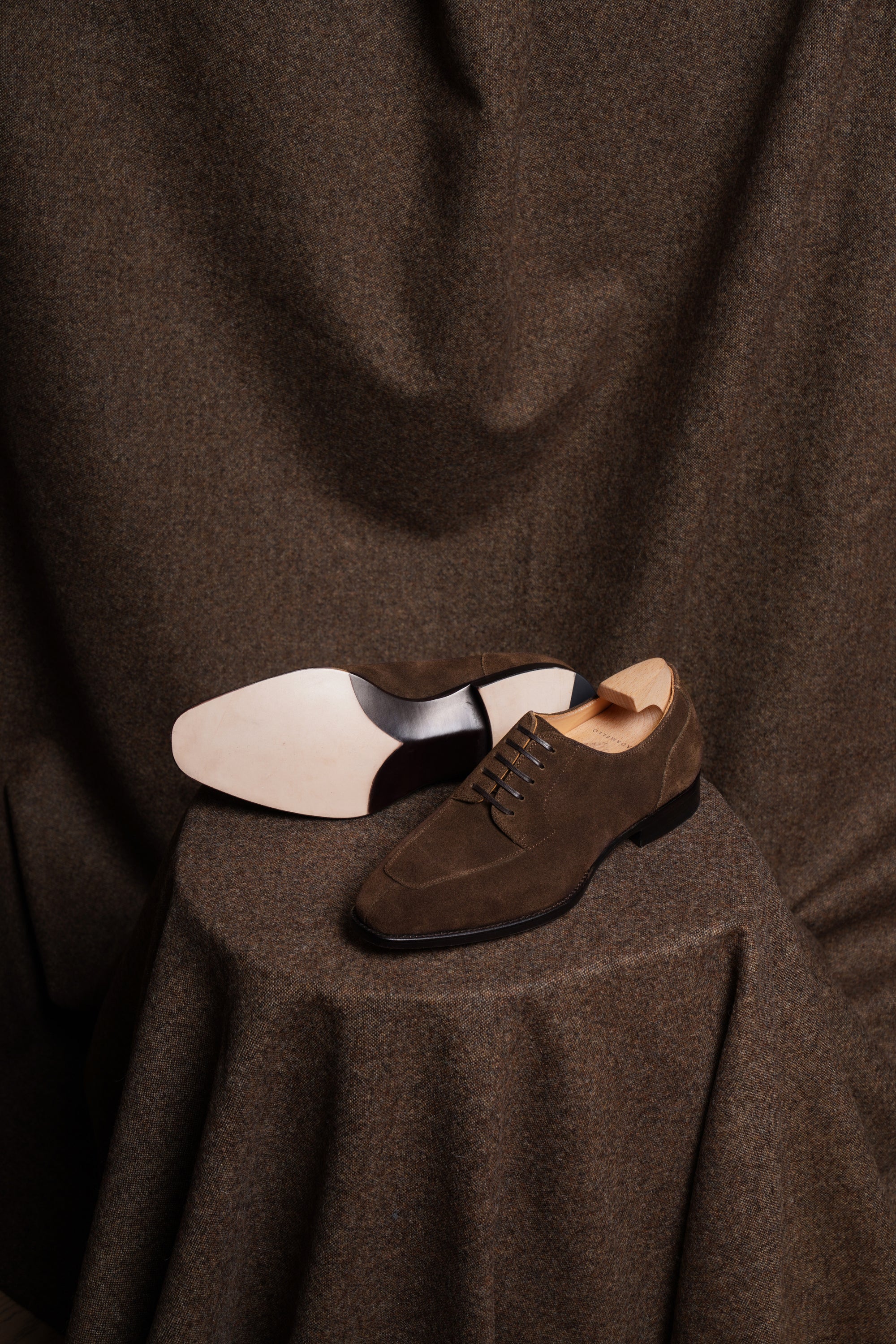 Adamello “Bologna” Dark Brown Suede Split-Toe Derby