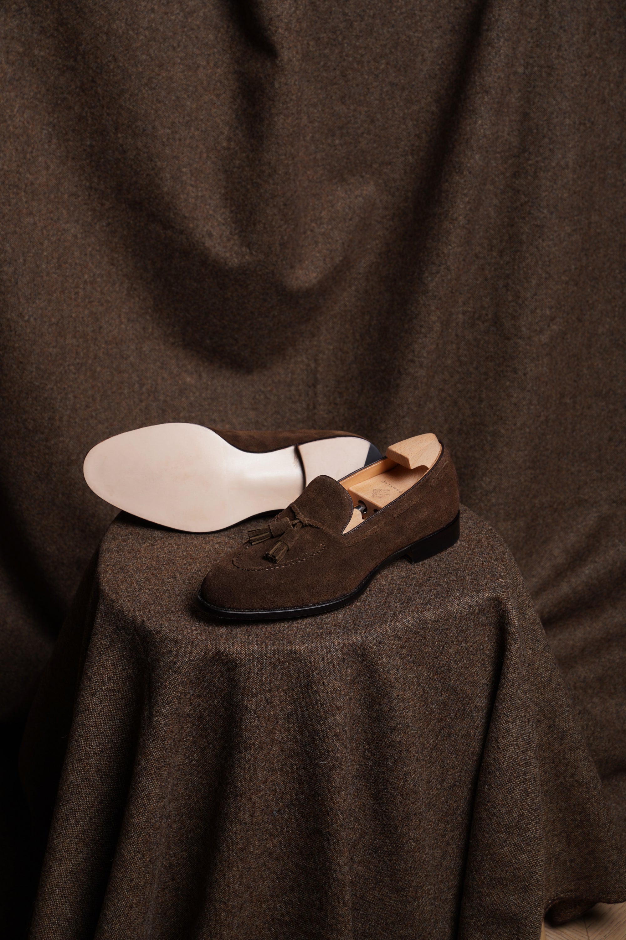 Adamello “Bellagio” Dark Brown Suede Tussel Loafer
