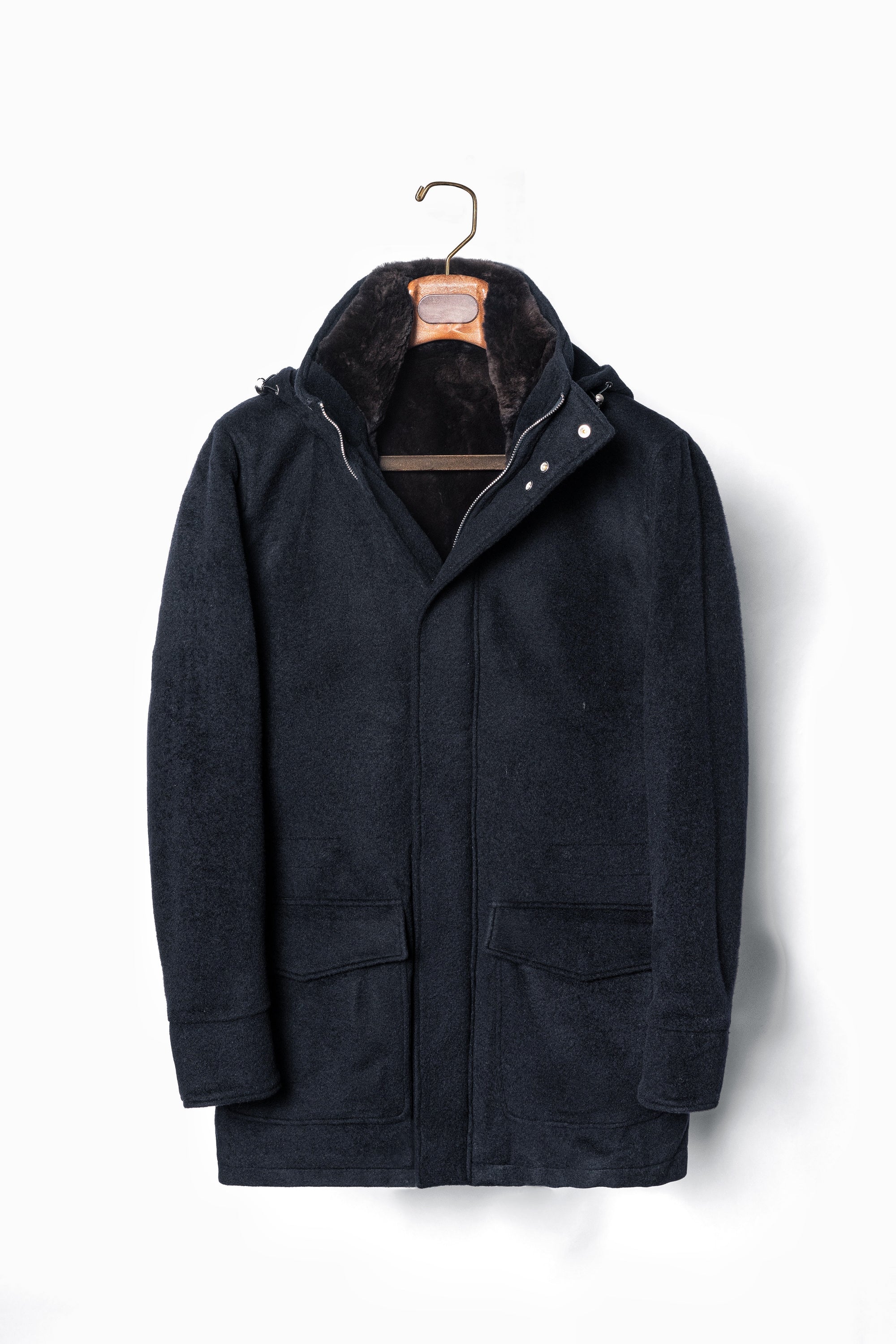 Navy Wool Cashmere Parka #268