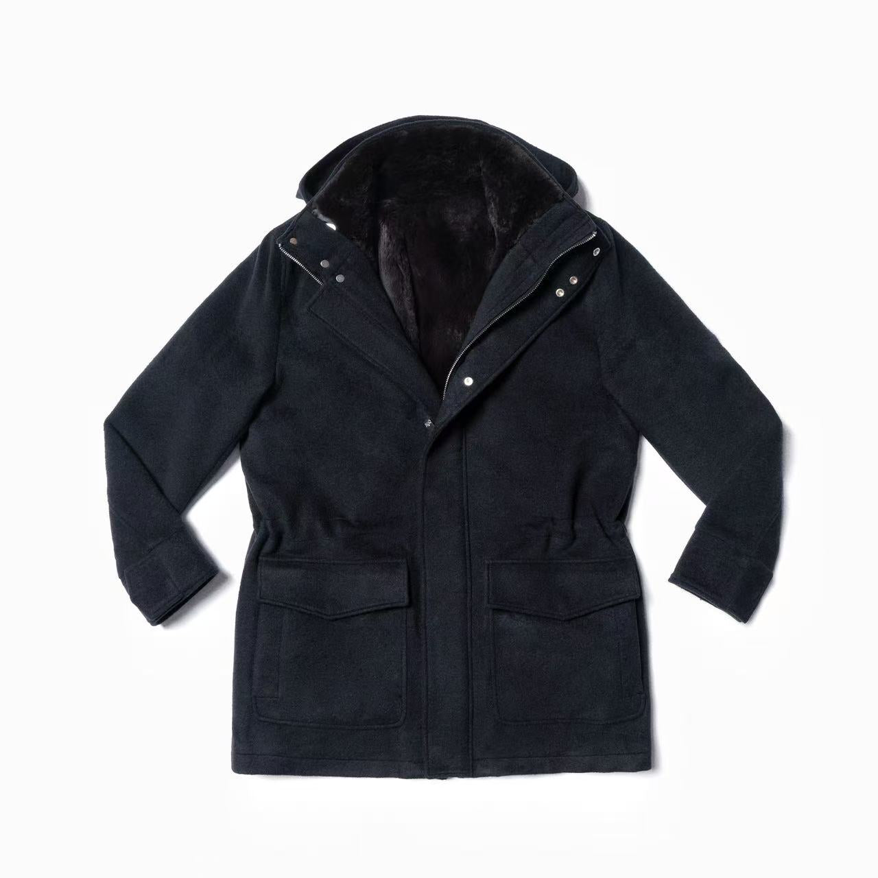 Navy Wool Cashmere Parka #268