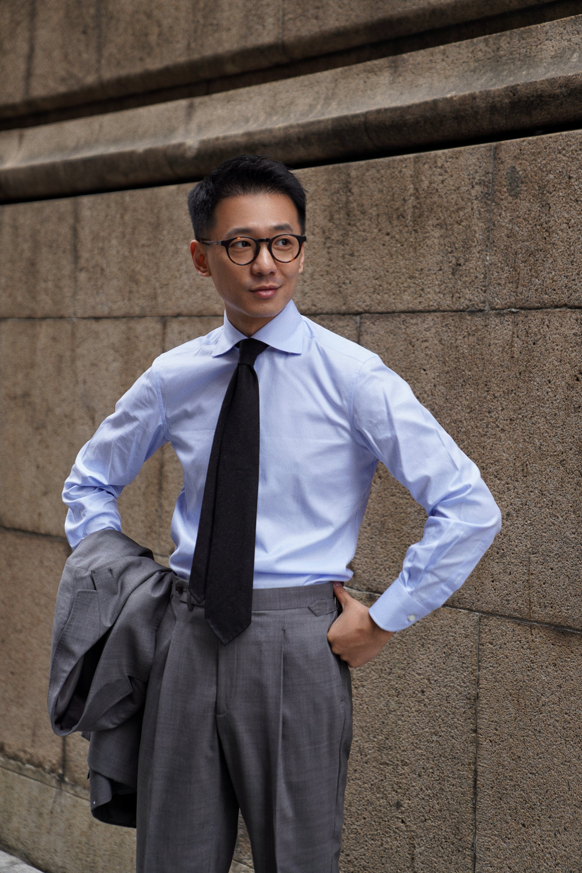 Classic Houndstooth/Stripe Cotton Shirt