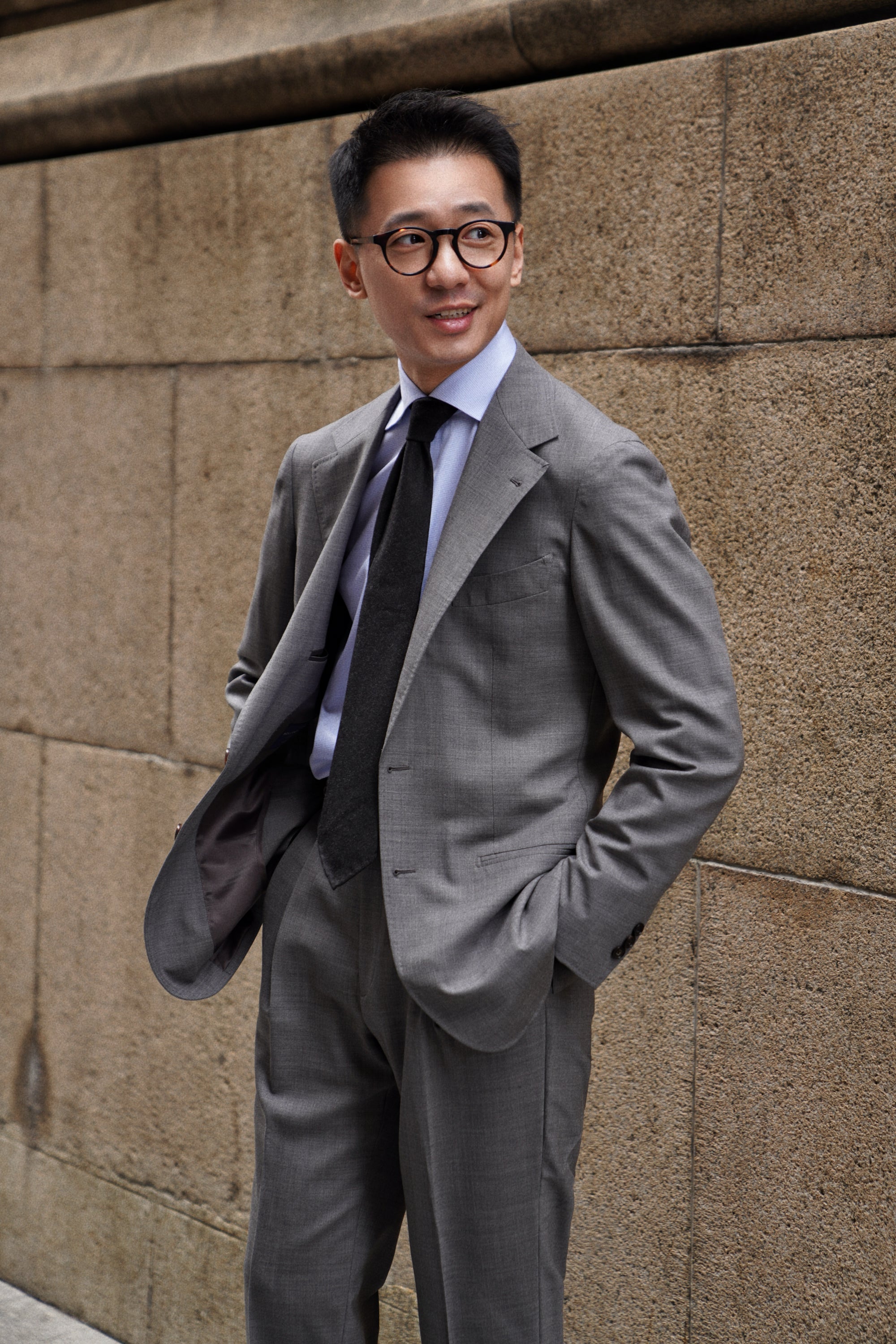 Classic Houndstooth/Stripe Cotton Shirt