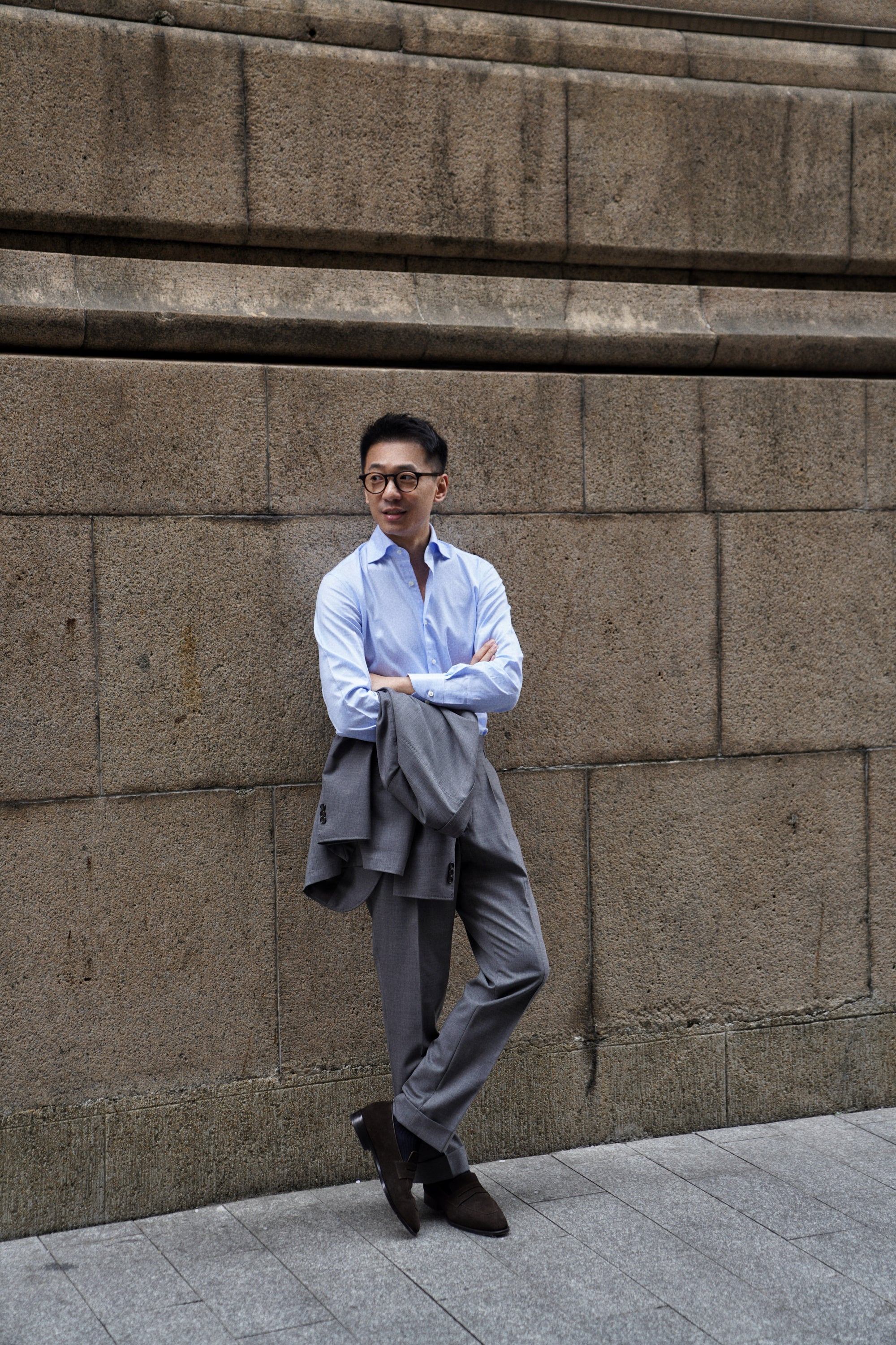 Classic Houndstooth/Stripe Cotton Shirt