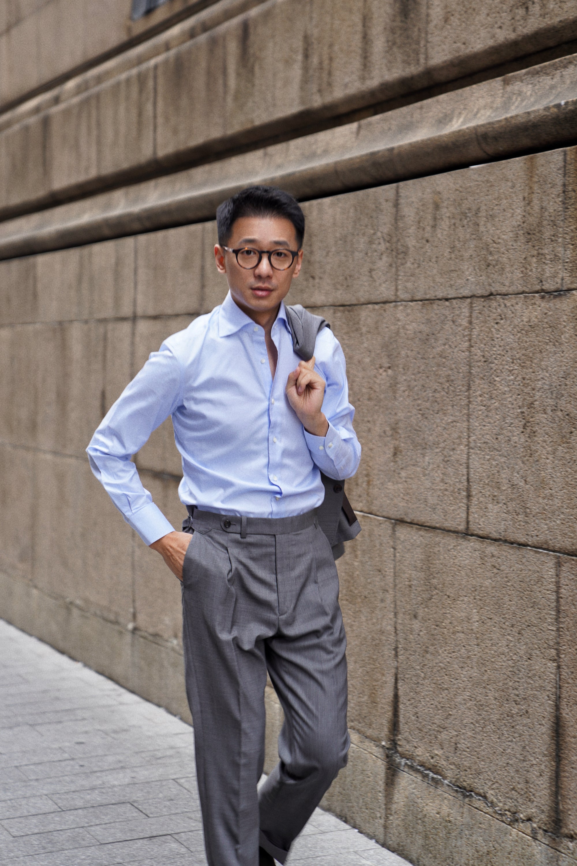 Classic Houndstooth/Stripe Cotton Shirt