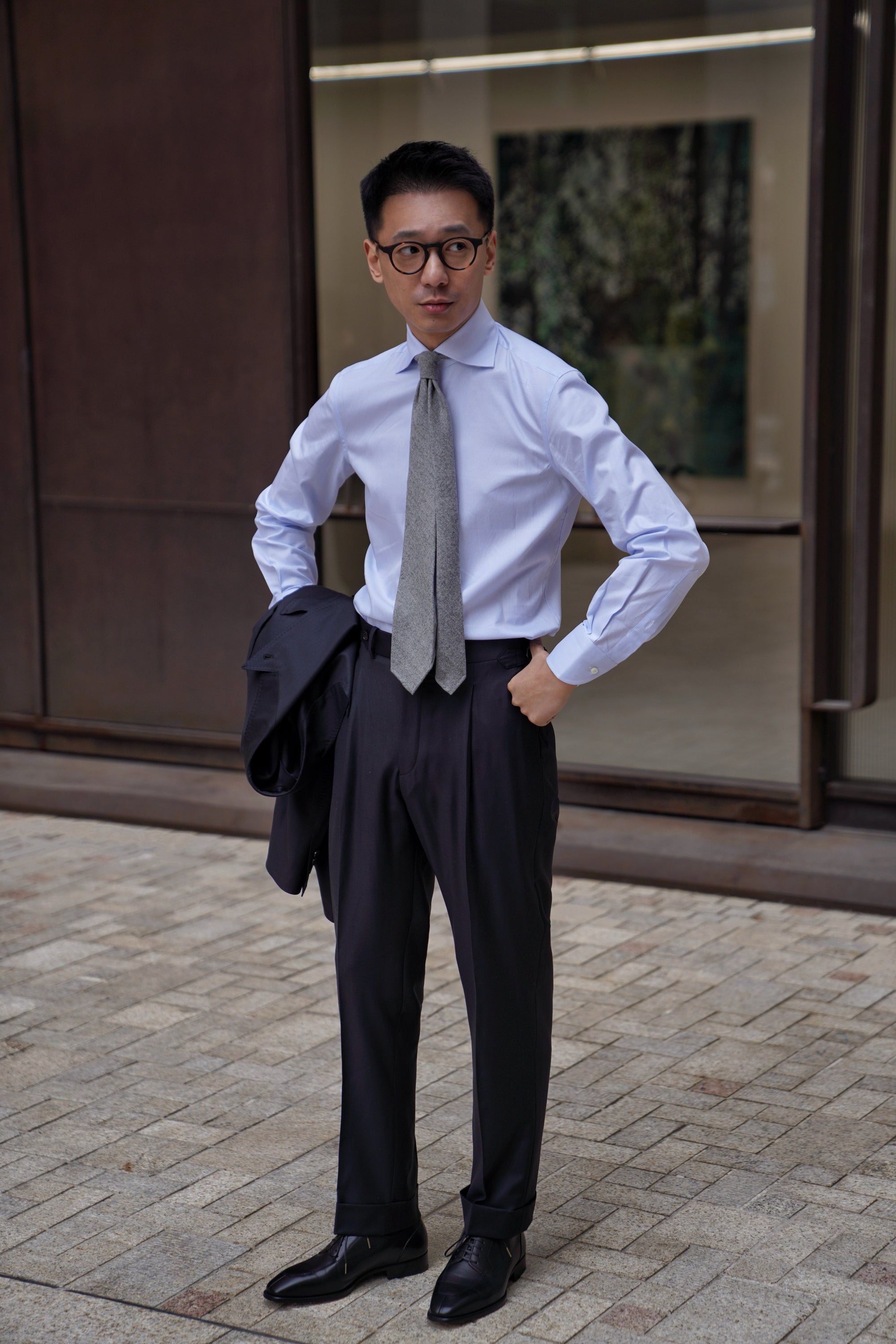 Classic Houndstooth/Stripe Cotton Shirt