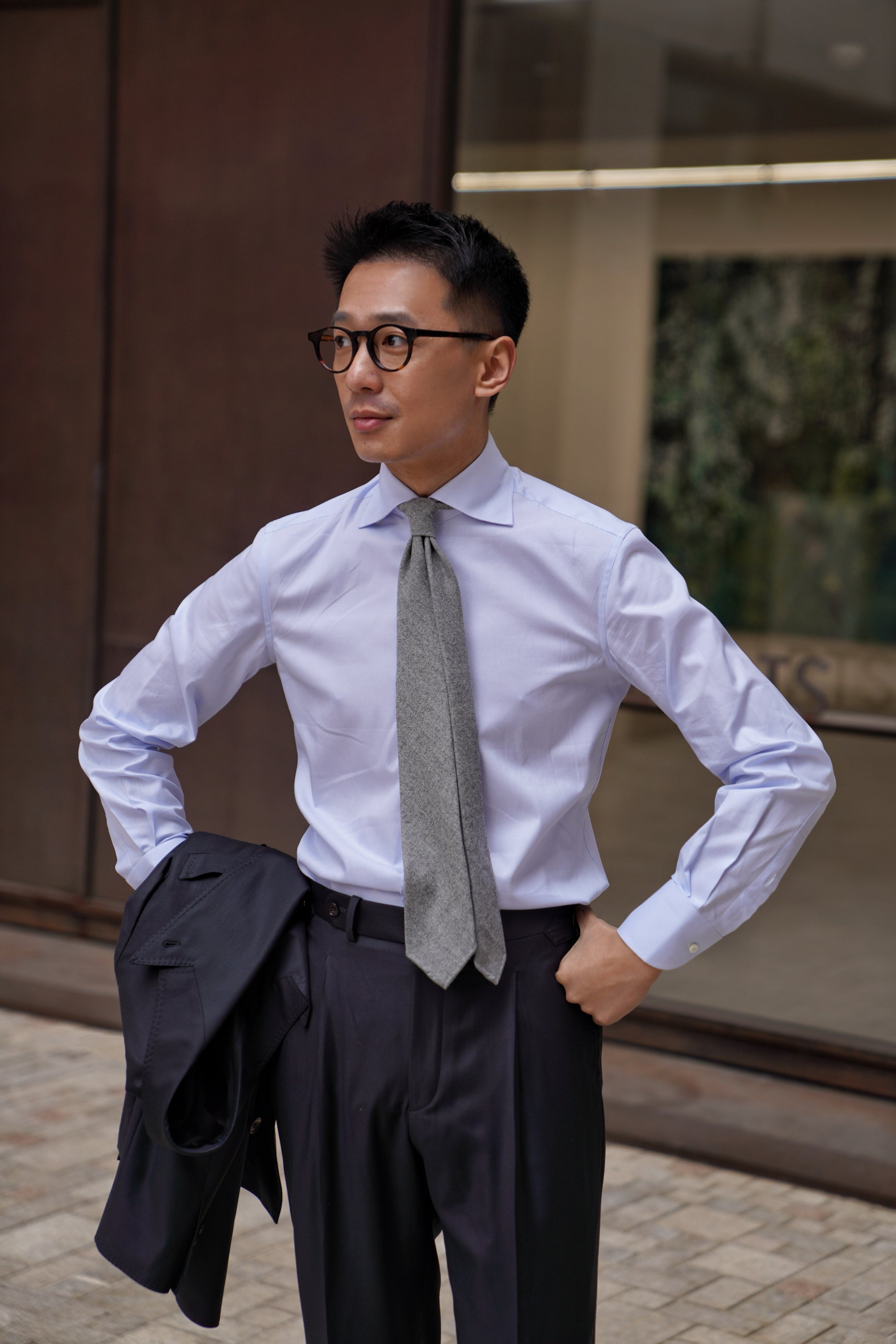 Classic Houndstooth/Stripe Cotton Shirt