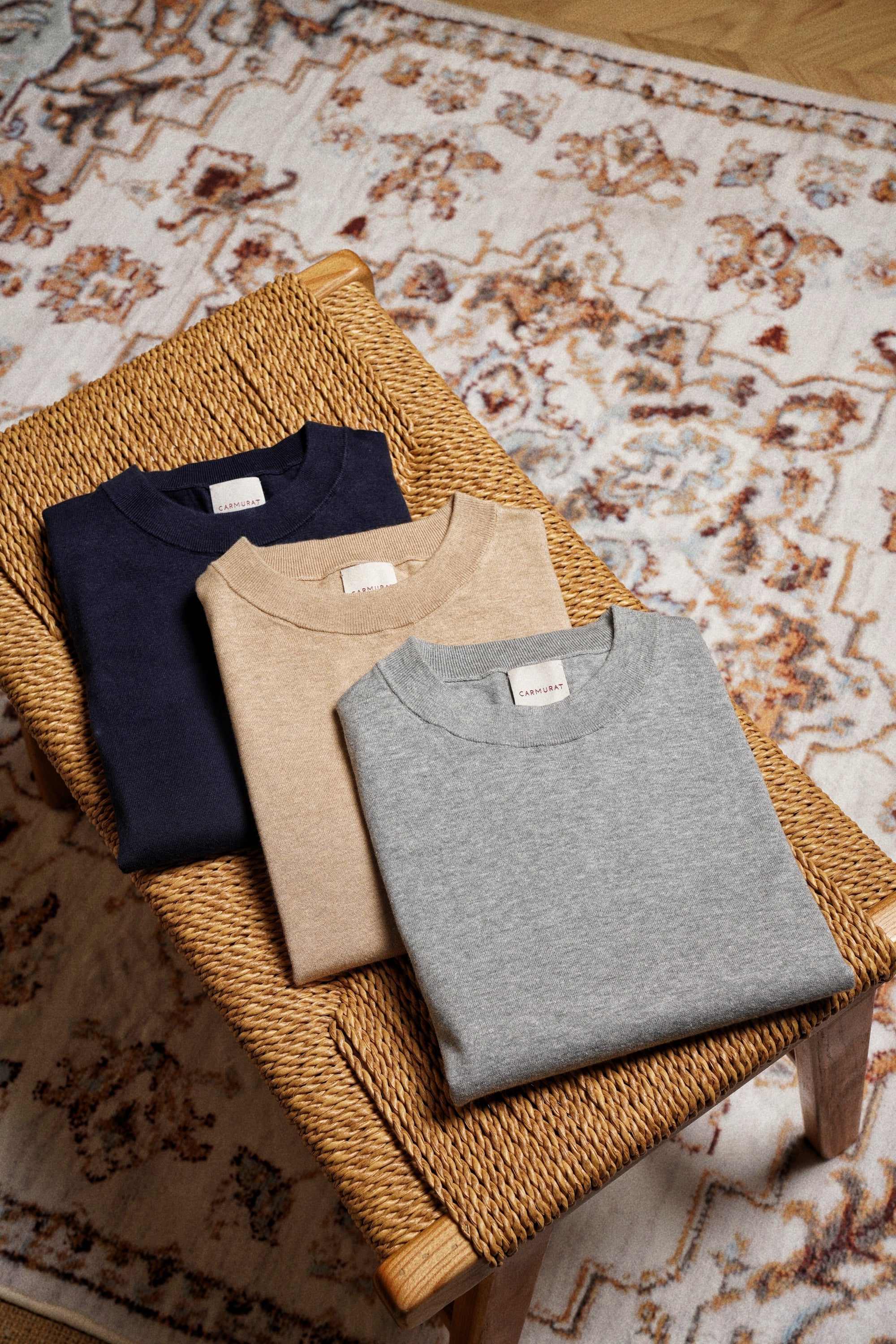 Camel / Grey / Navy Cotton Hemp Crew Neck