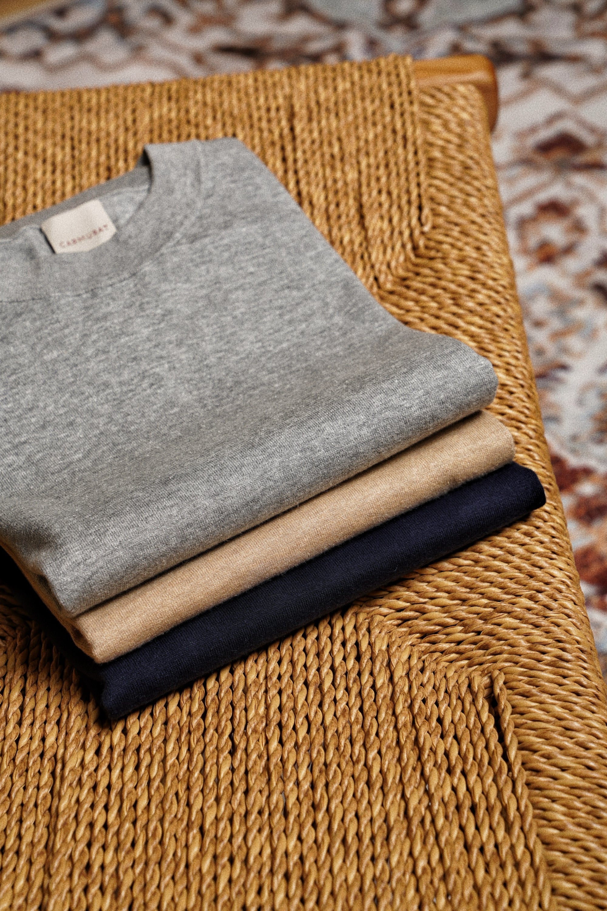 Camel / Grey / Navy Cotton Hemp Crew Neck