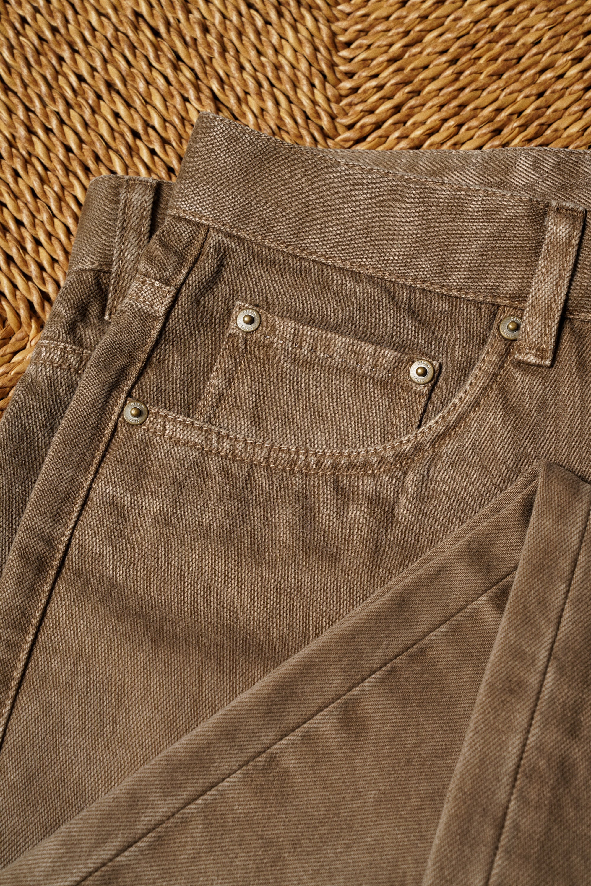 Khaki / Dark Brown Classic Five Pocket Jeans