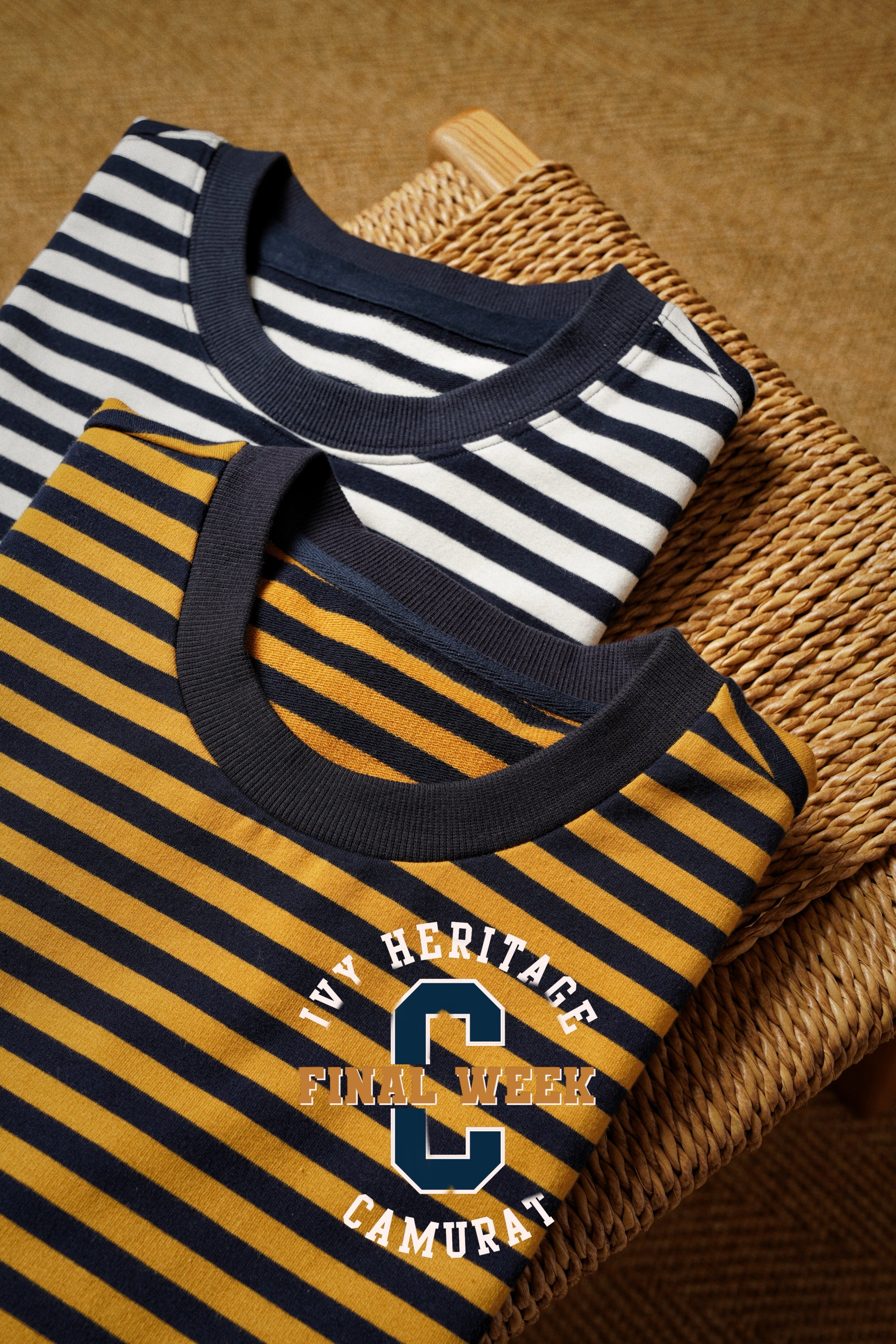 “Final Week” Short Sleeve Narrow Stripe Breton Top