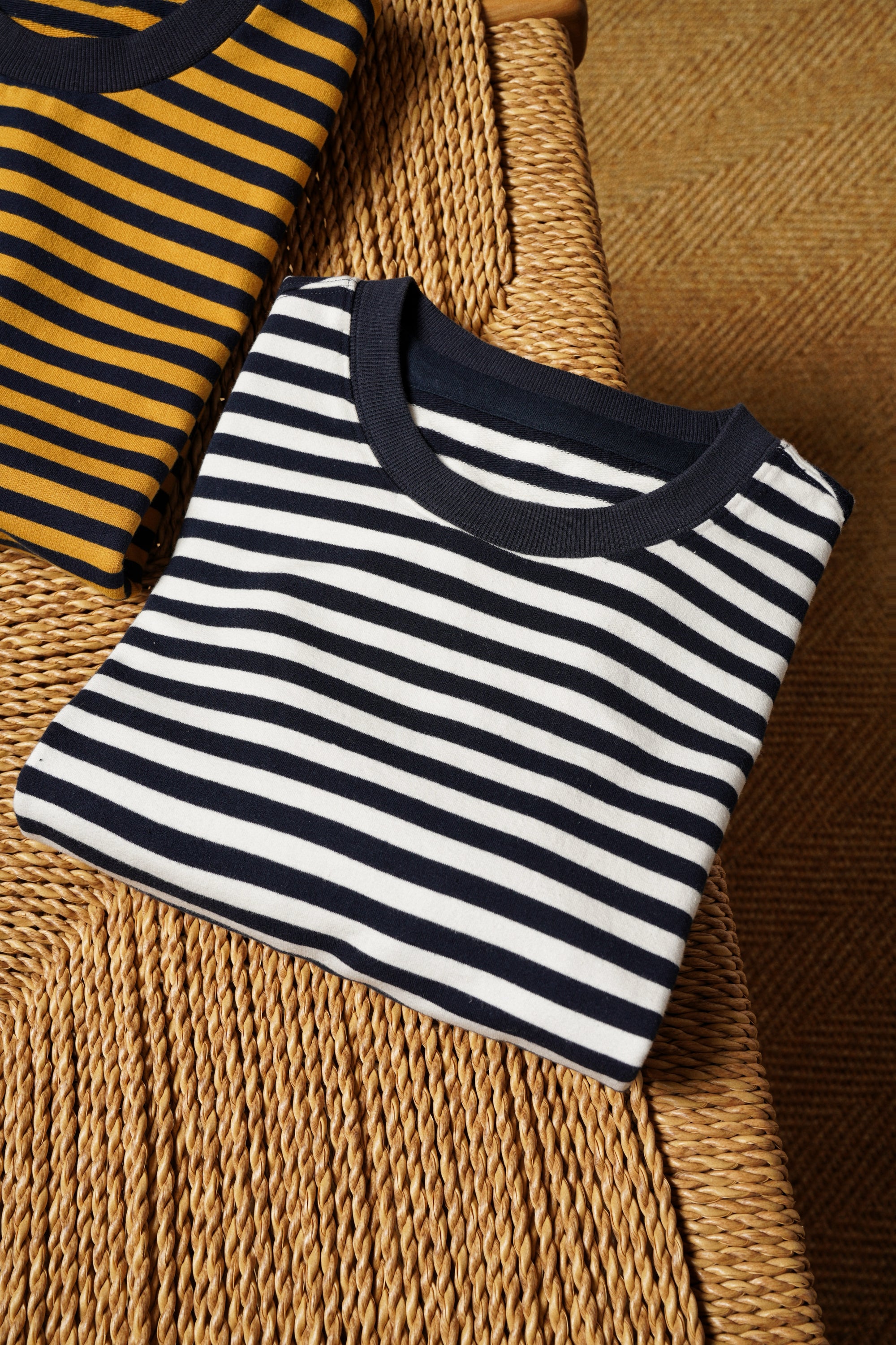 “Final Week” Short Sleeve Narrow Stripe Breton Top