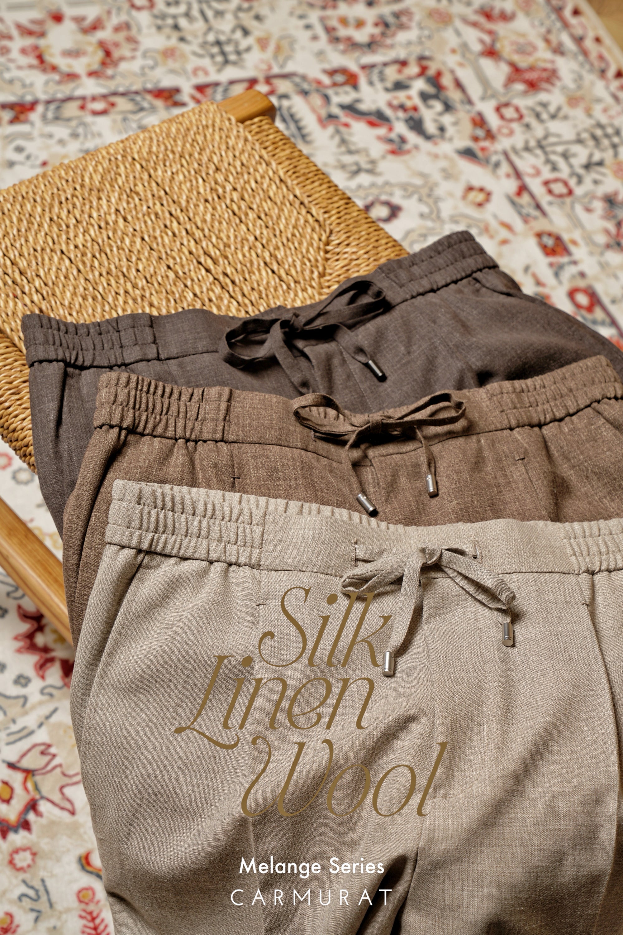 Silk Linen Wool Drawstring Trousers #731 #734 #736