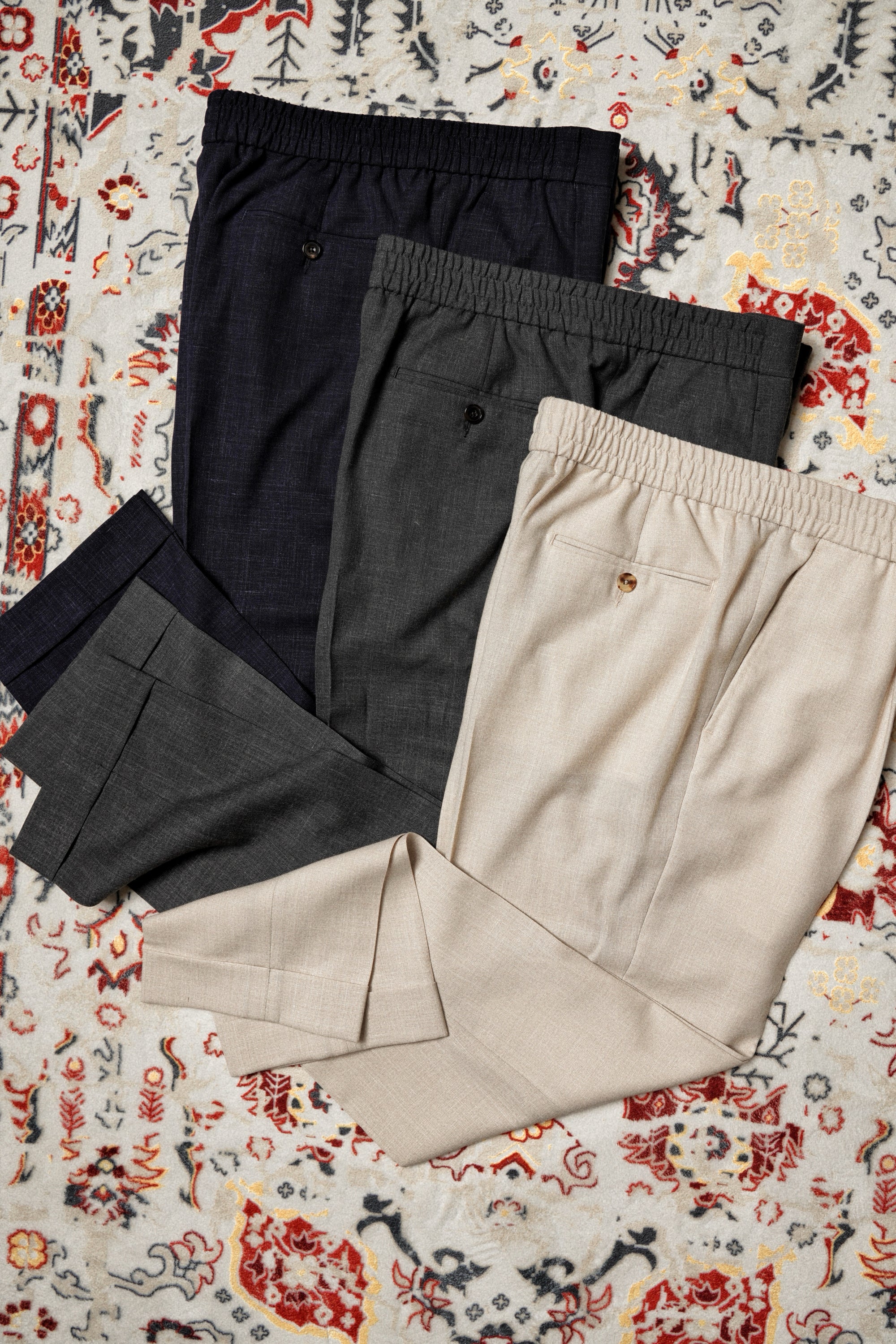 Silk Linen Wool Drawstring Trousers #733 #735 #737