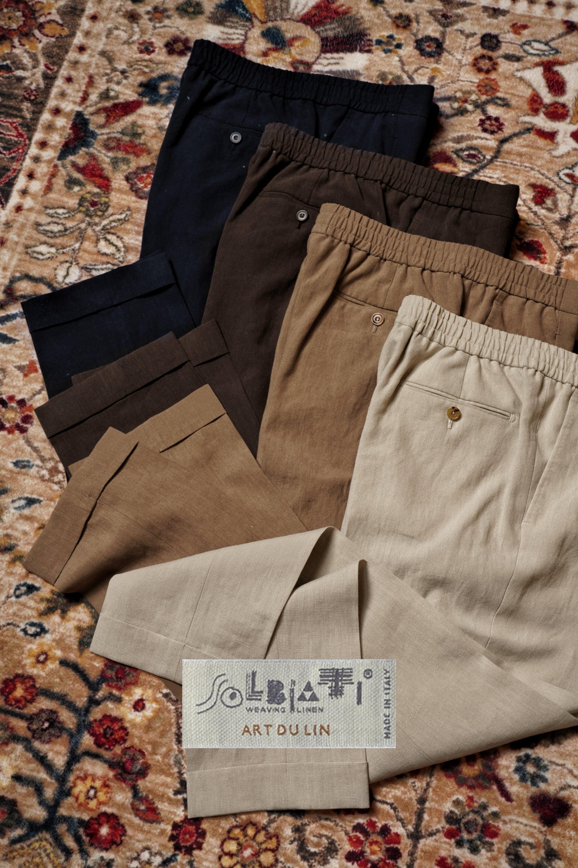 MTO Solbiati Art Du Lin Linen Drawstring Trousers