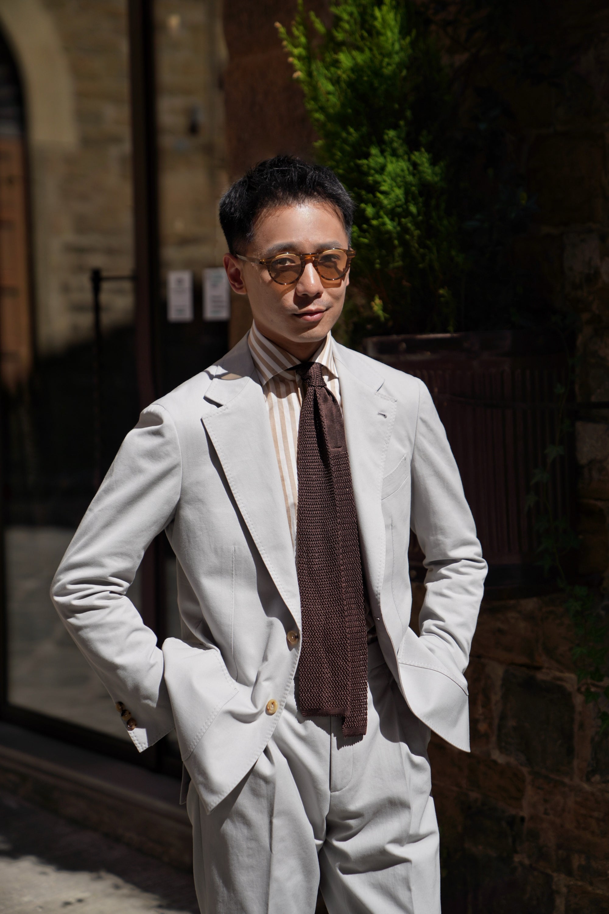 MTO Stone Grey Cotton Gabardine Suit