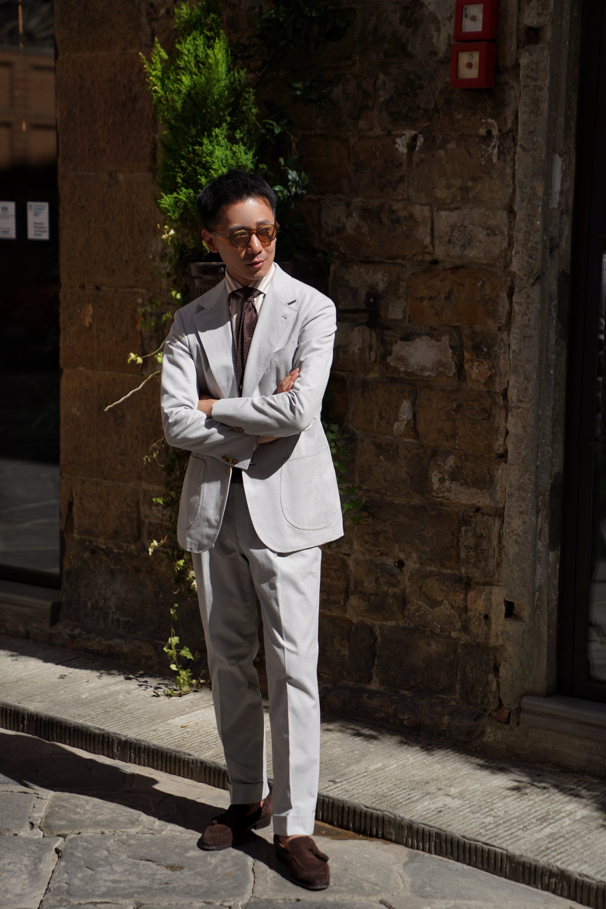 MTO Stone Grey Cotton Gabardine Suit