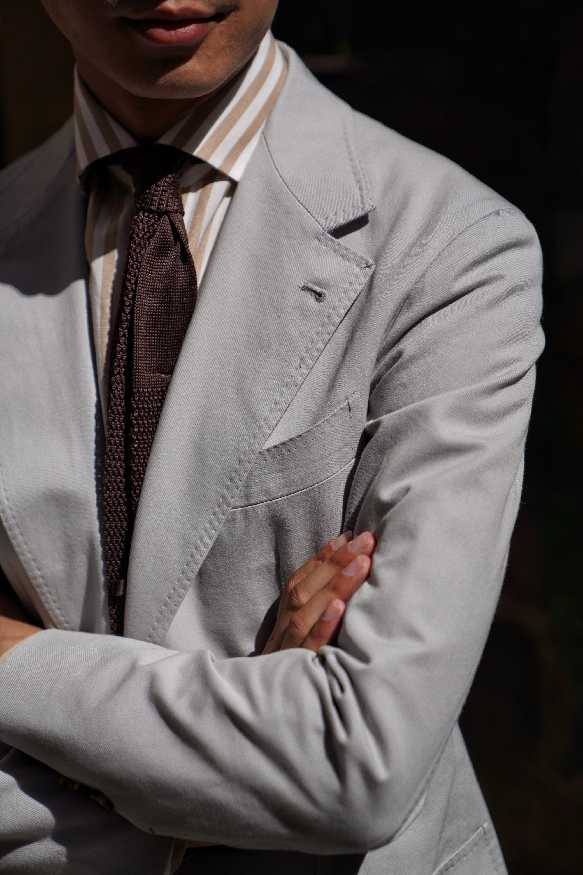 MTO Stone Grey Cotton Gabardine Suit