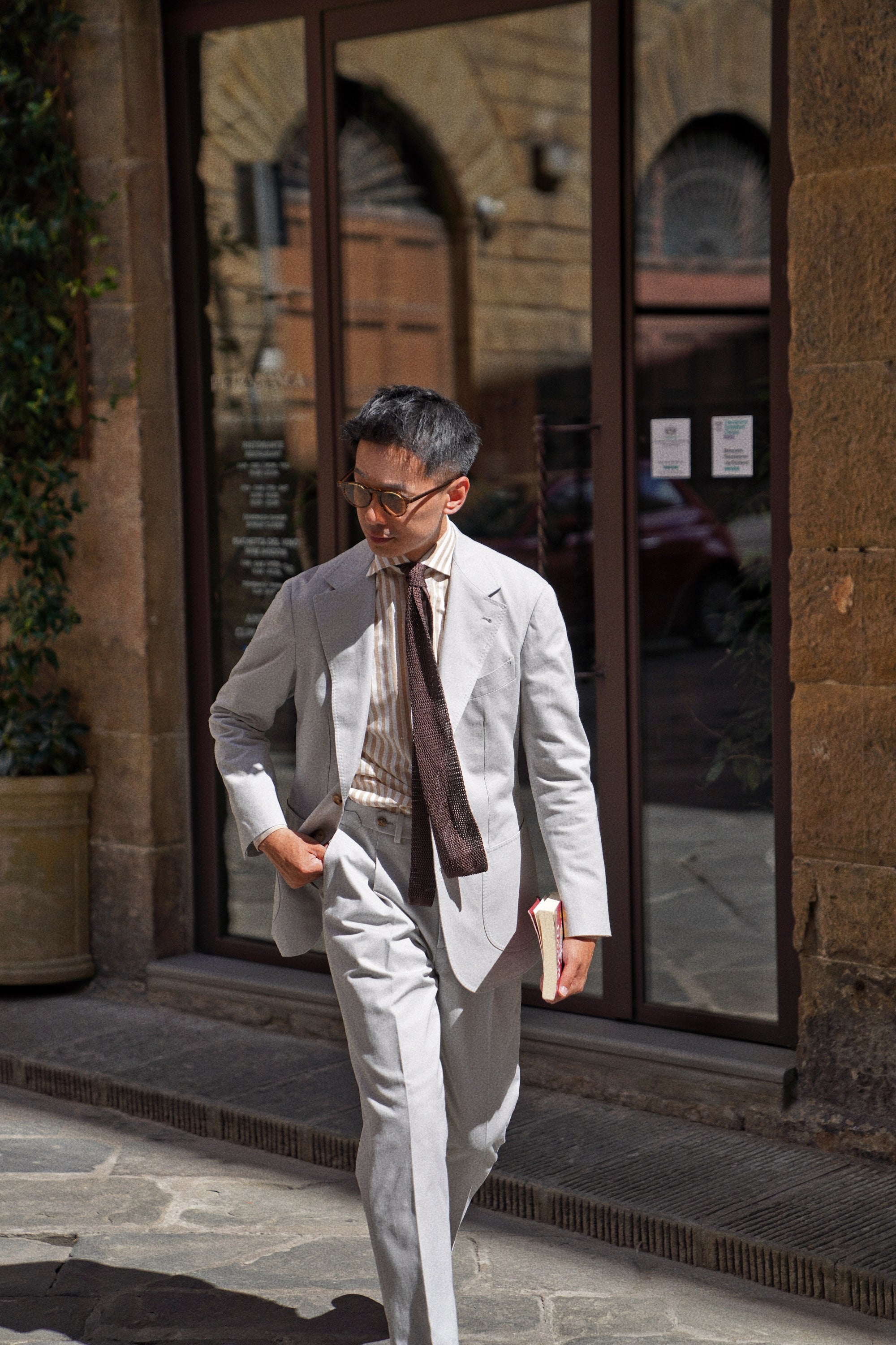 MTO Stone Grey Cotton Gabardine Suit