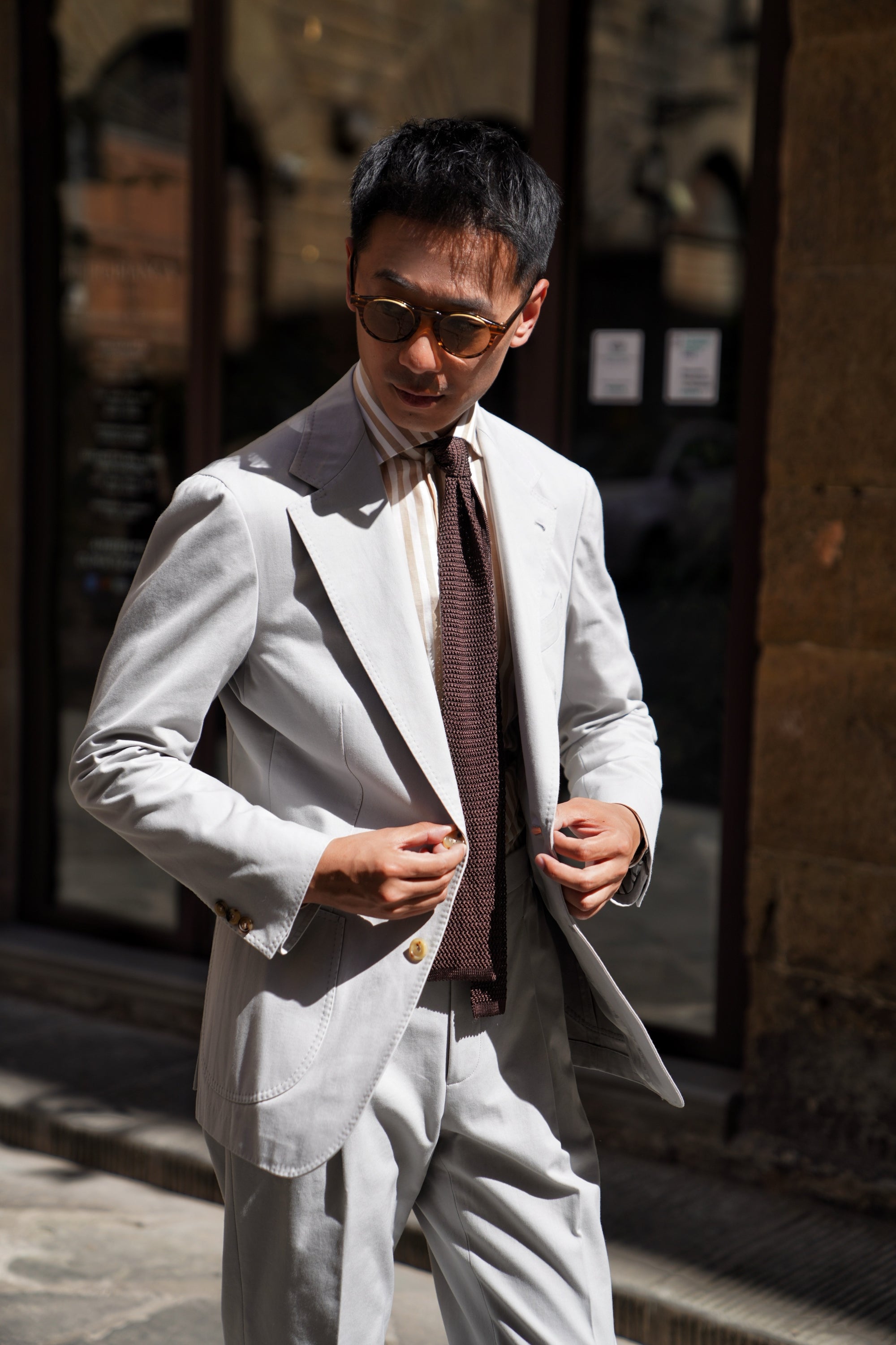 MTO Stone Grey Cotton Gabardine Suit