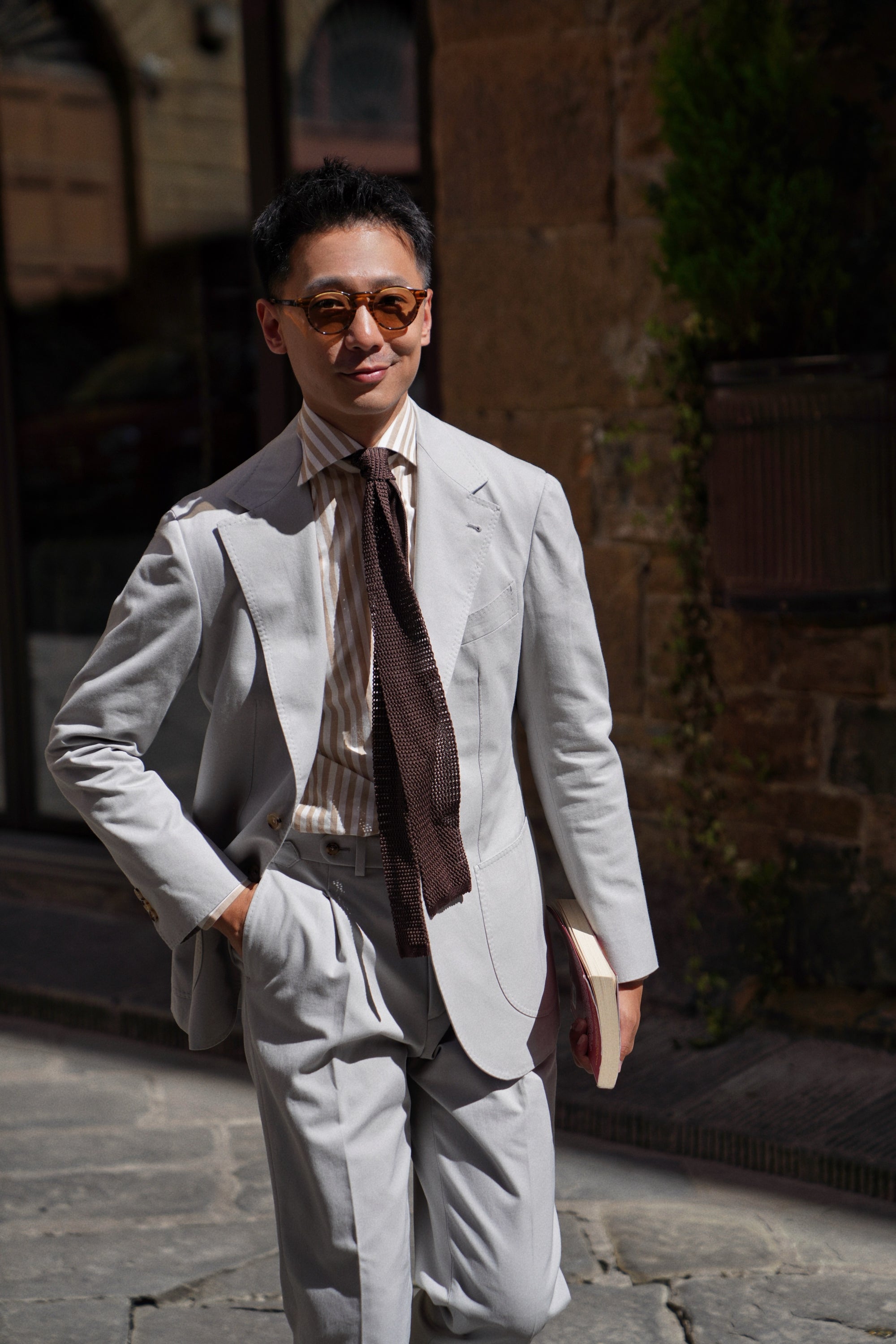 MTO Stone Grey Cotton Gabardine Suit