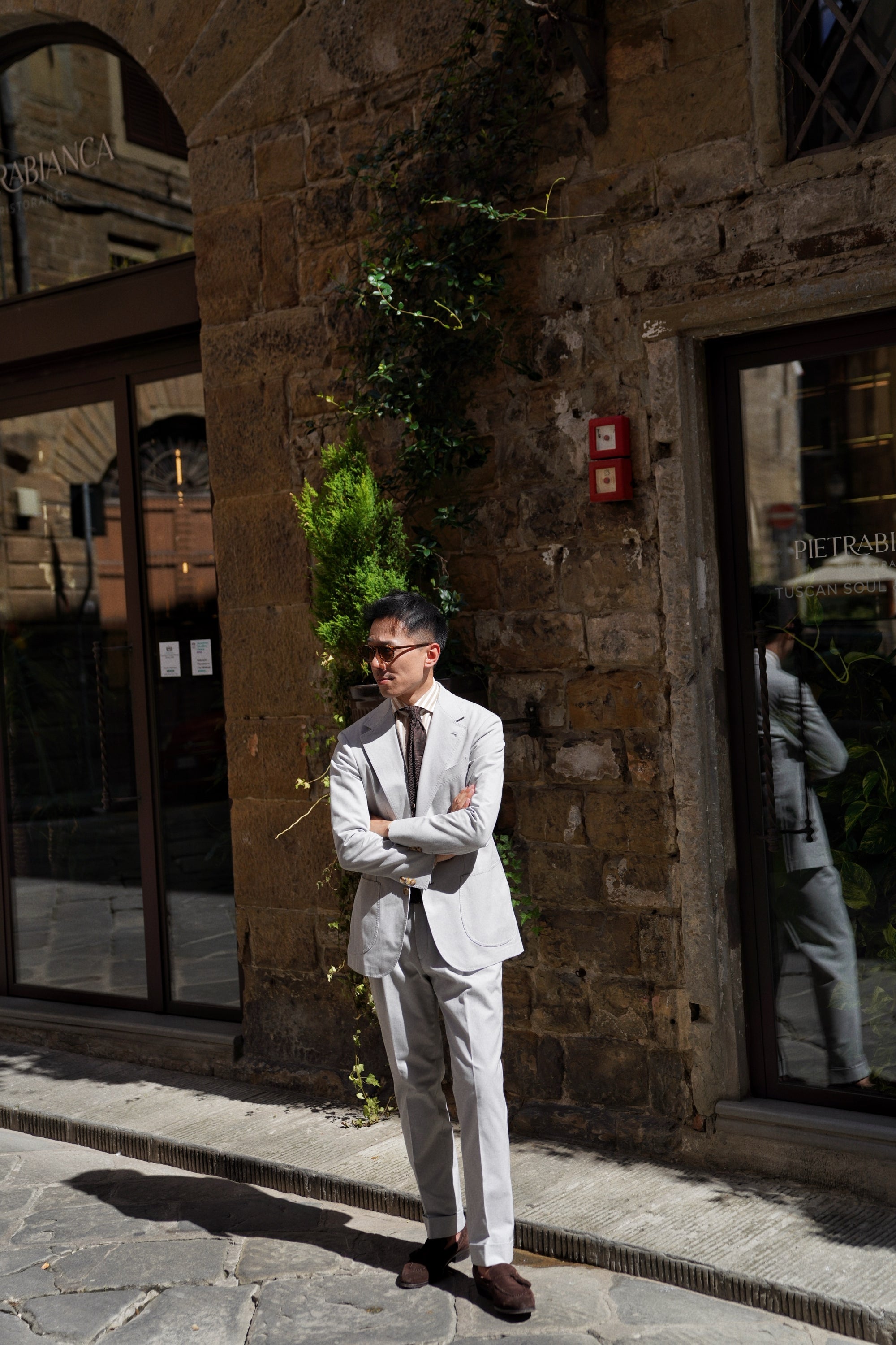 MTO Stone Grey Cotton Gabardine Suit