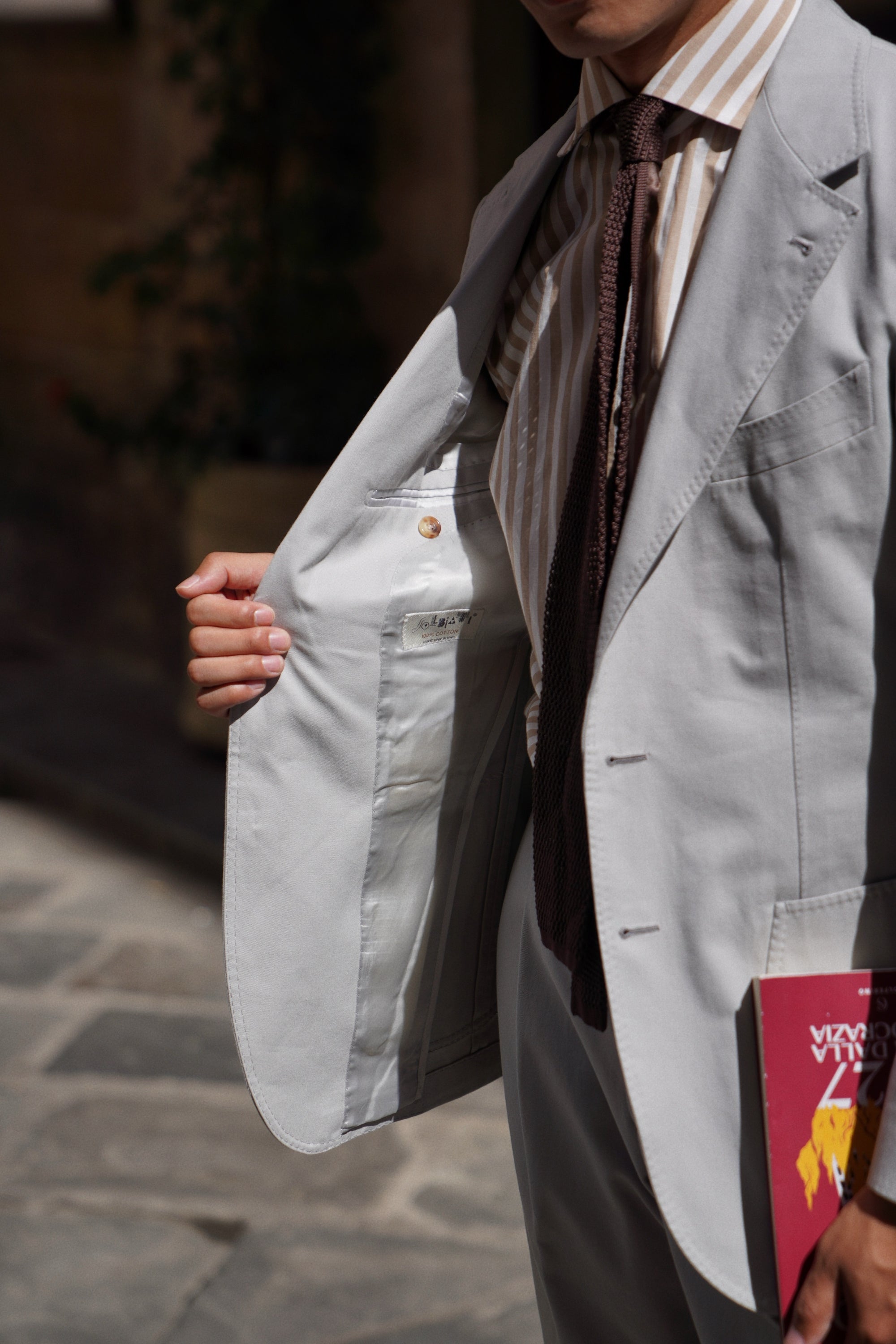 MTO Stone Grey Cotton Gabardine Suit