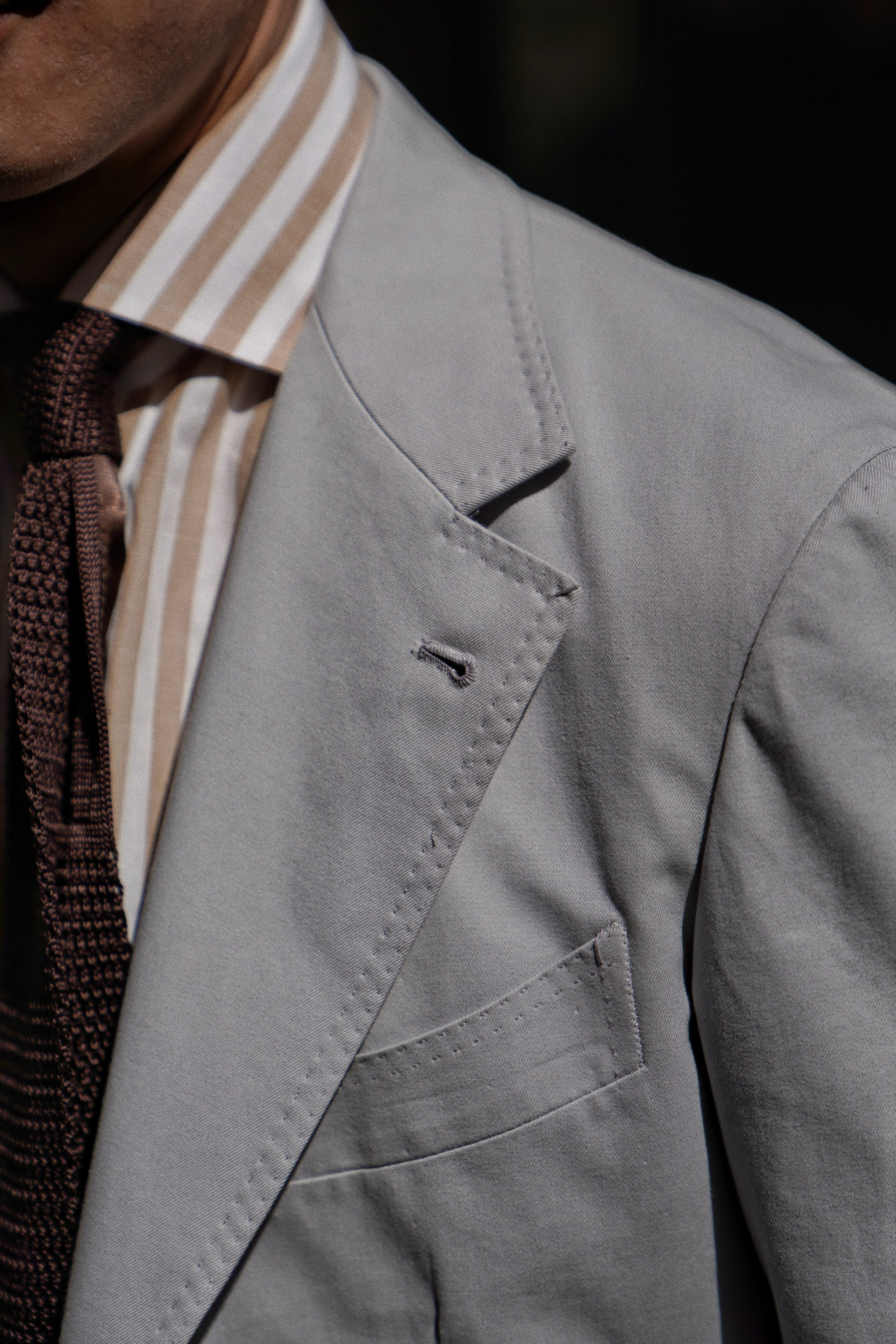 MTO Stone Grey Cotton Gabardine Suit