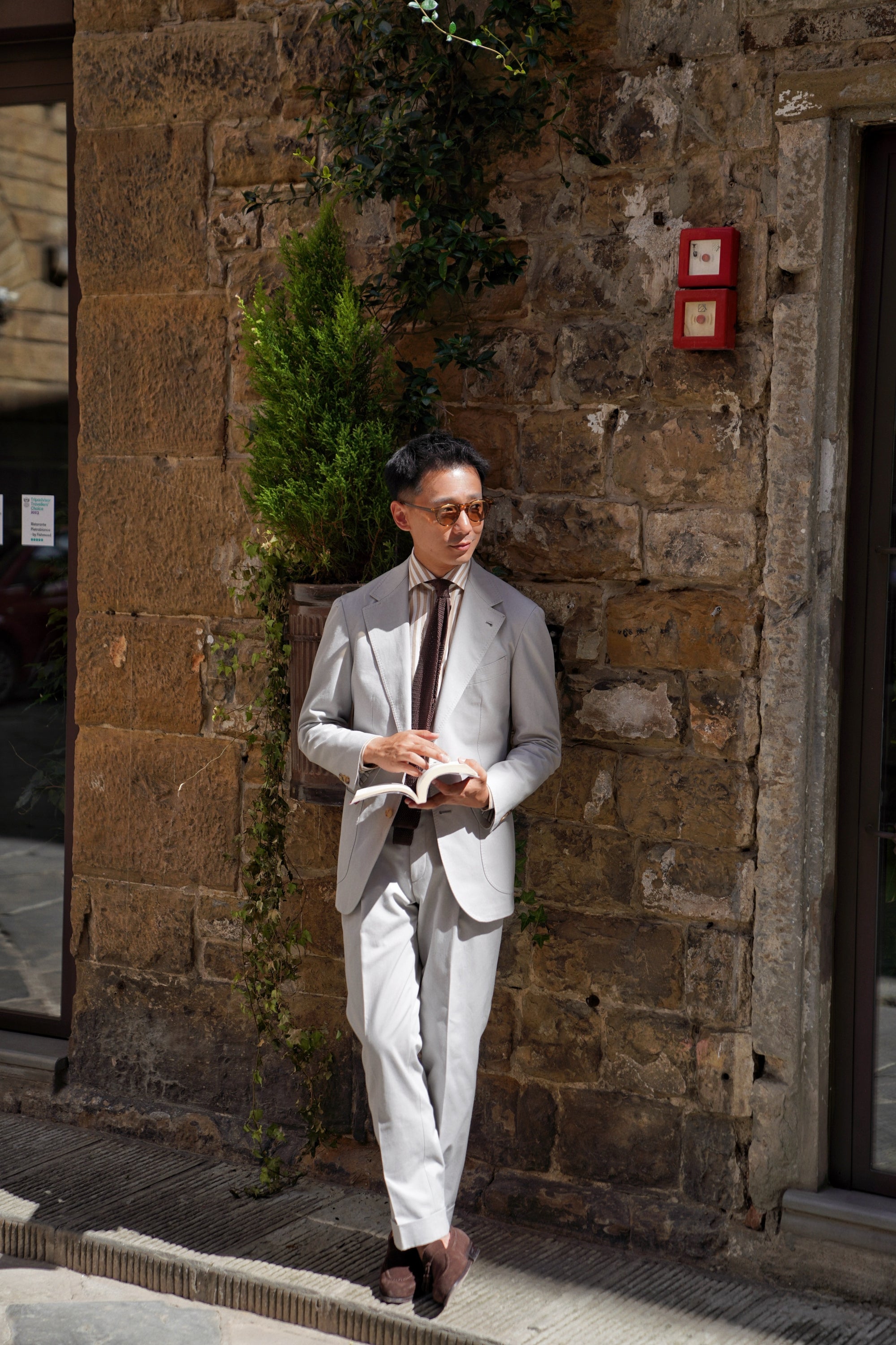MTO Stone Grey Cotton Gabardine Suit